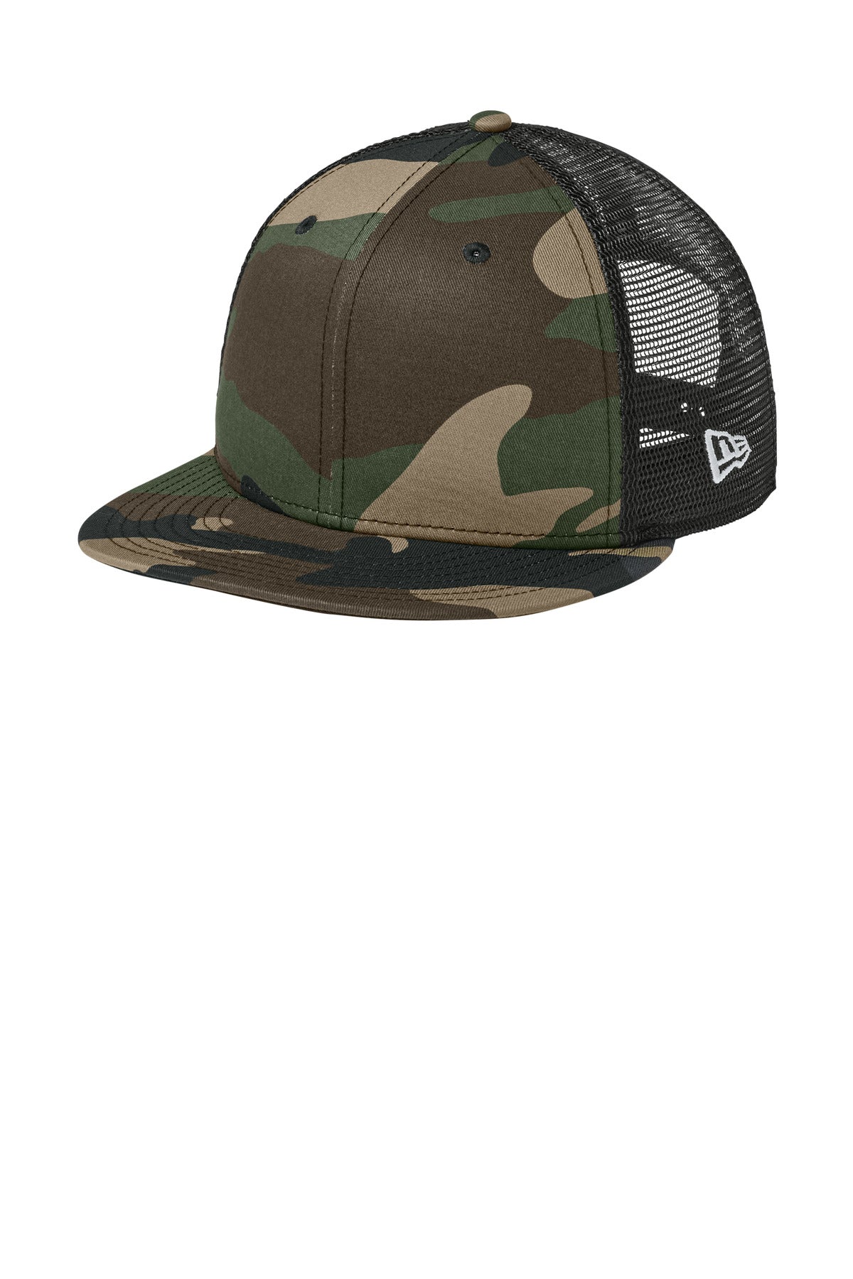 Custom logo New Era® Standard Fit Snapback Trucker Cap NE4030 in Flag Camo/ Black