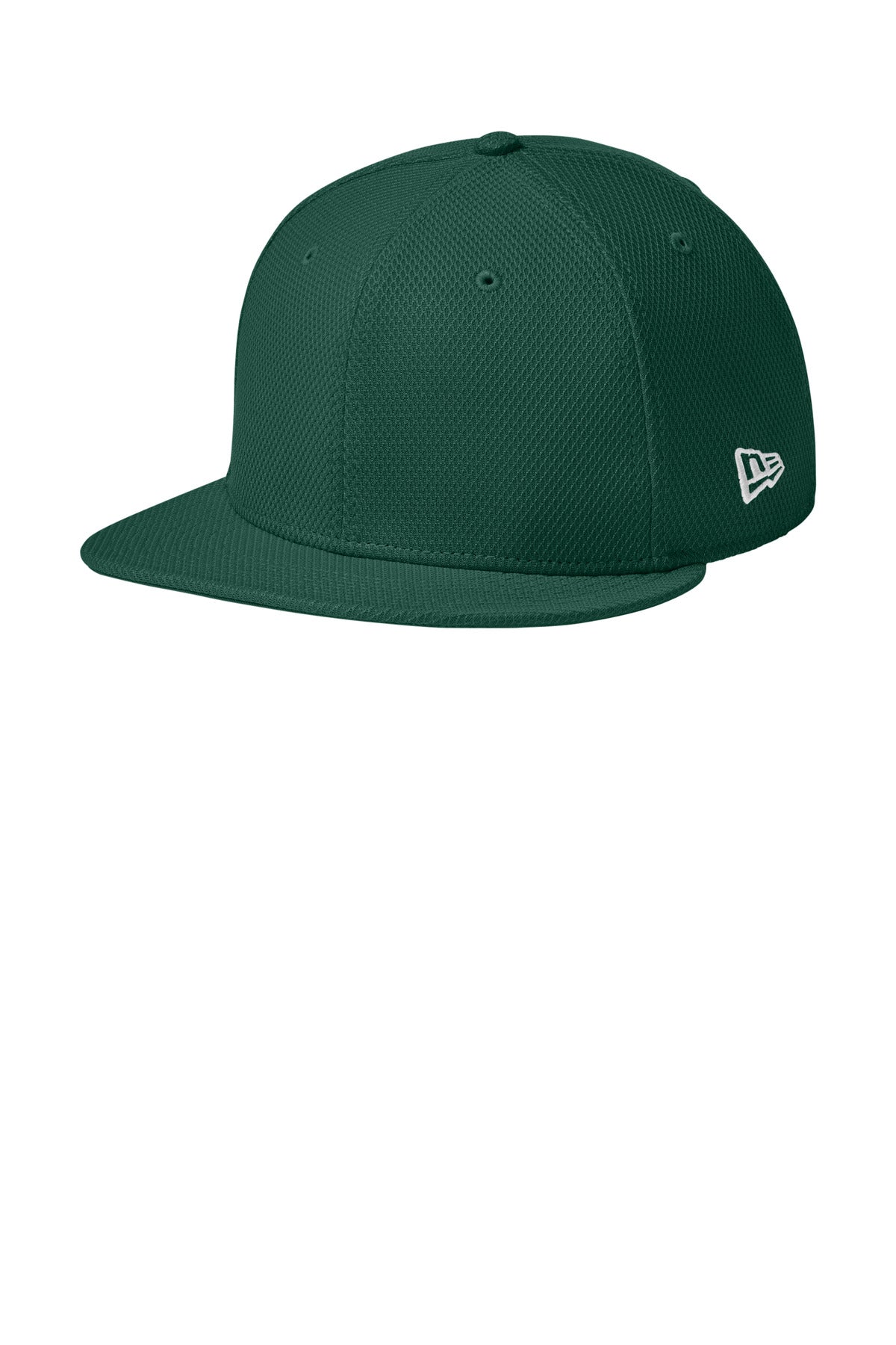 Custom logo New Era ® Original Fit Diamond Era Flat Bill Snapback Cap. NE404 in Flag Dark Green