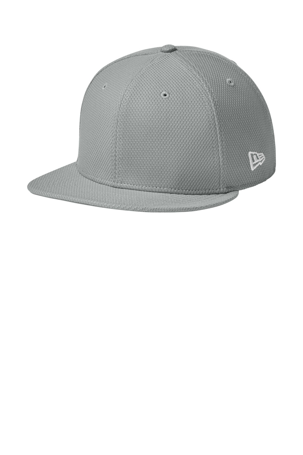Custom logo New Era ® Original Fit Diamond Era Flat Bill Snapback Cap. NE404 in Flag Grey
