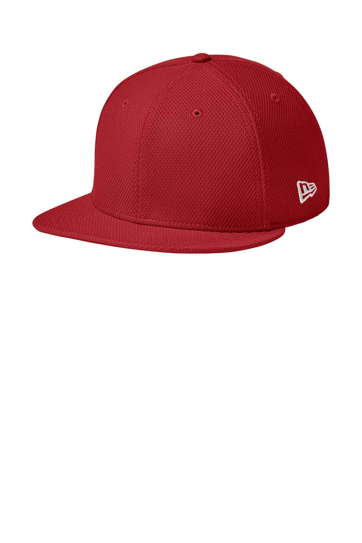 Custom logo New Era ® Original Fit Diamond Era Flat Bill Snapback Cap. NE404 in Flag Scarlet