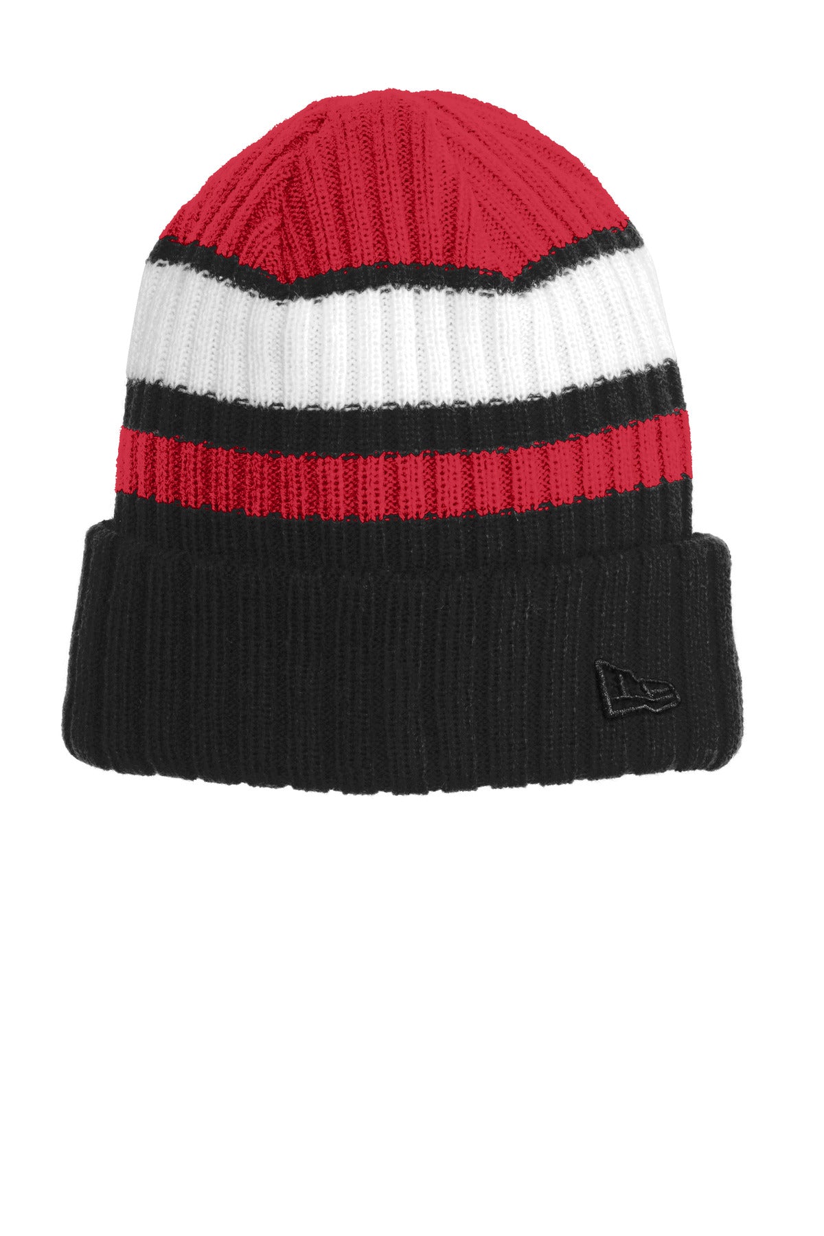 Custom logo New Era® Ribbed Tailgate Beanie. NE903 in Red/ Black