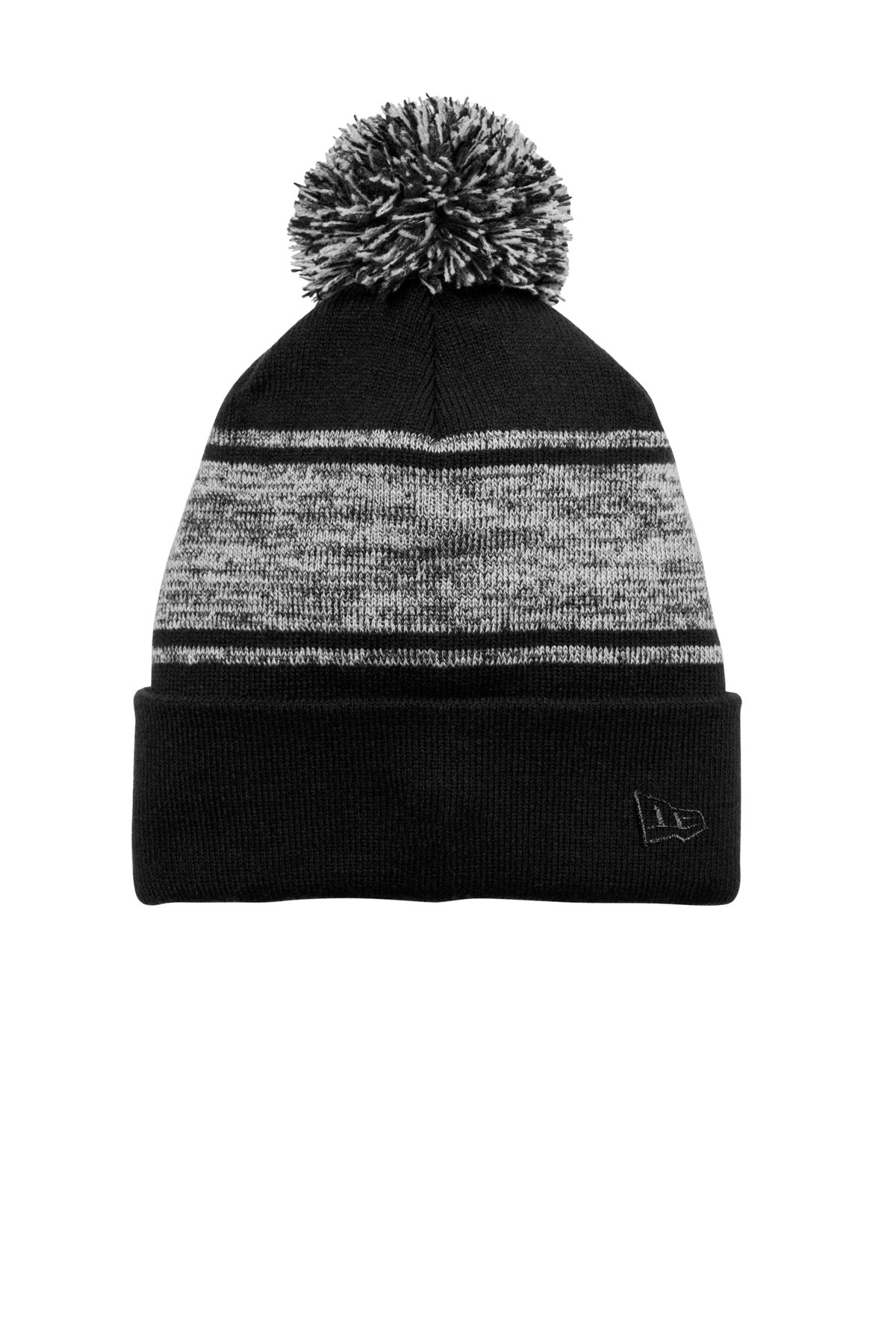 Custom logo New Era® Knit Chilled Pom Beanie NE909 in Black/ Graphite