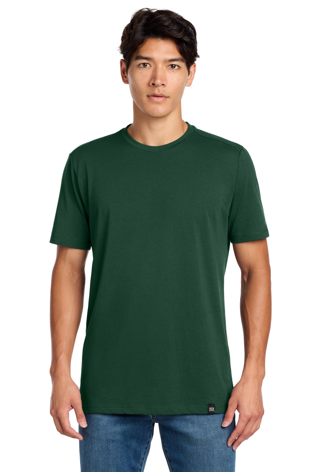 Custom logo New Era ® Heritage Blend Crew Tee. NEA100 in Dark Green