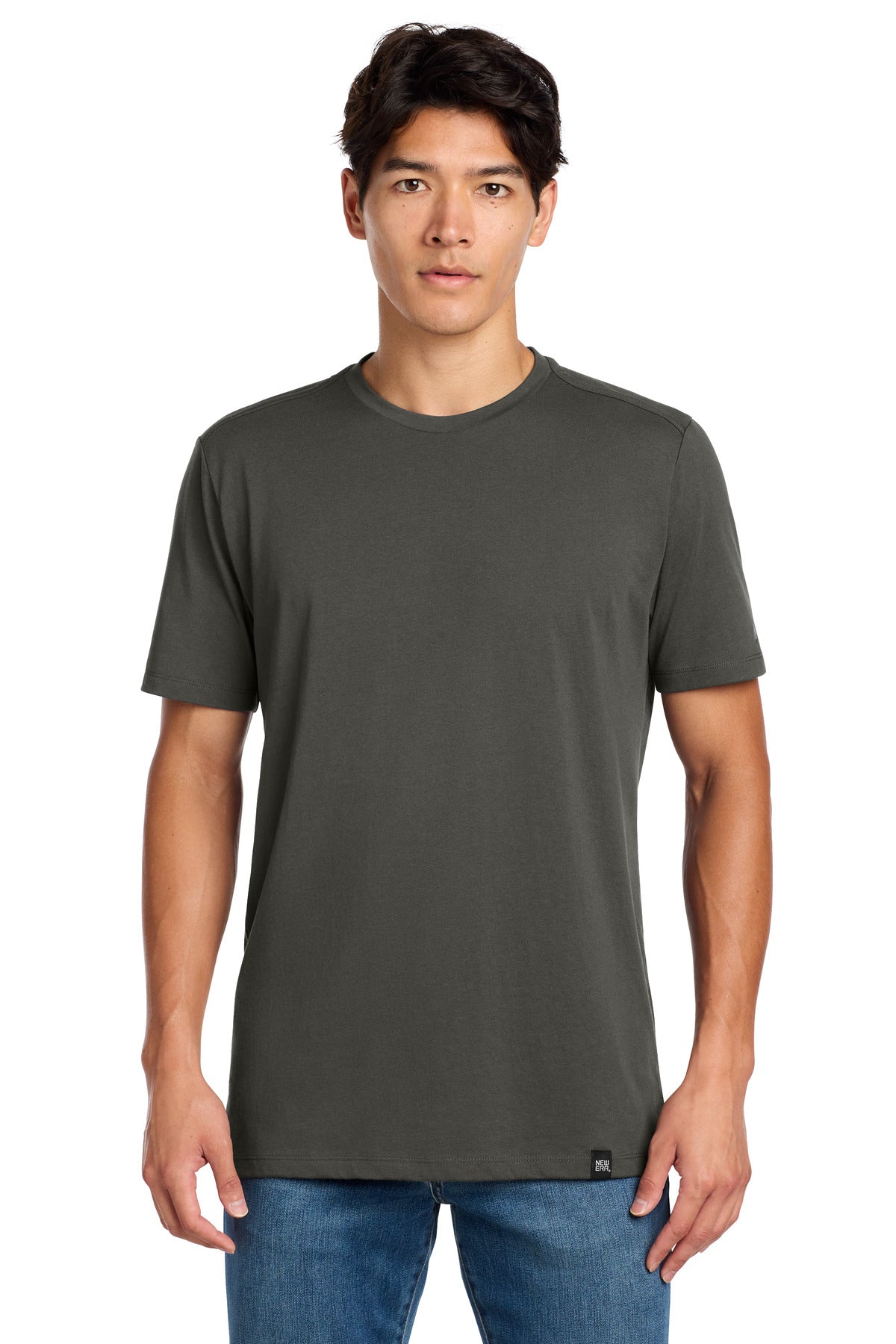 Custom logo New Era ® Heritage Blend Crew Tee. NEA100 in Graphite