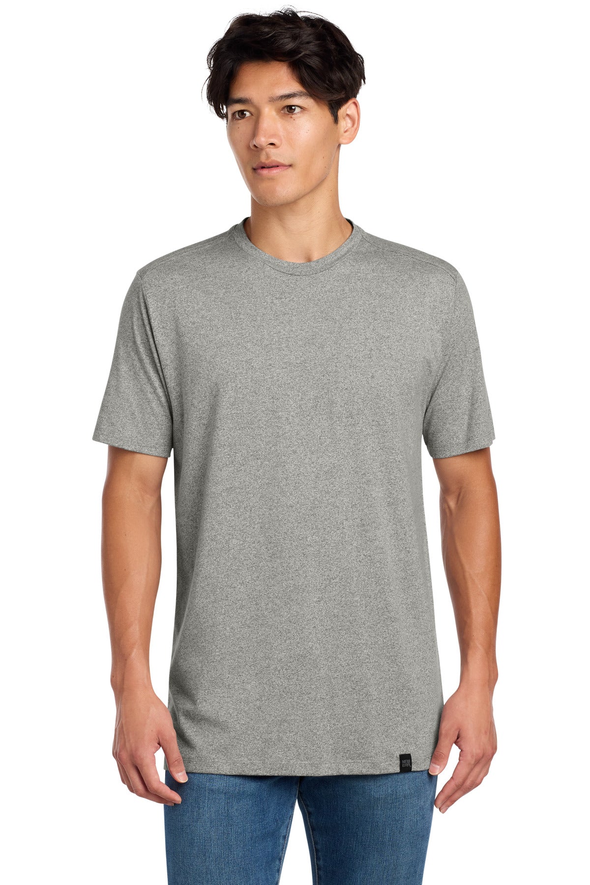 Custom logo New Era ® Heritage Blend Crew Tee. NEA100 in Light Graphite Twist