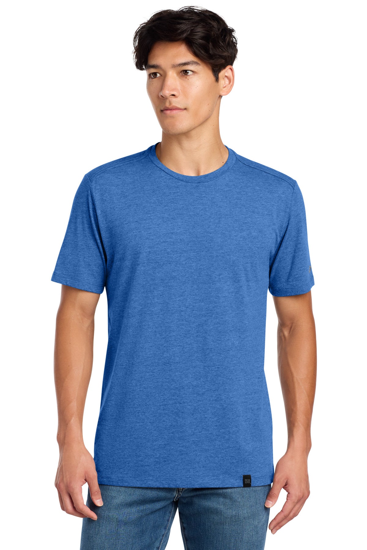 Custom logo New Era ® Heritage Blend Crew Tee. NEA100 in Royal Heather