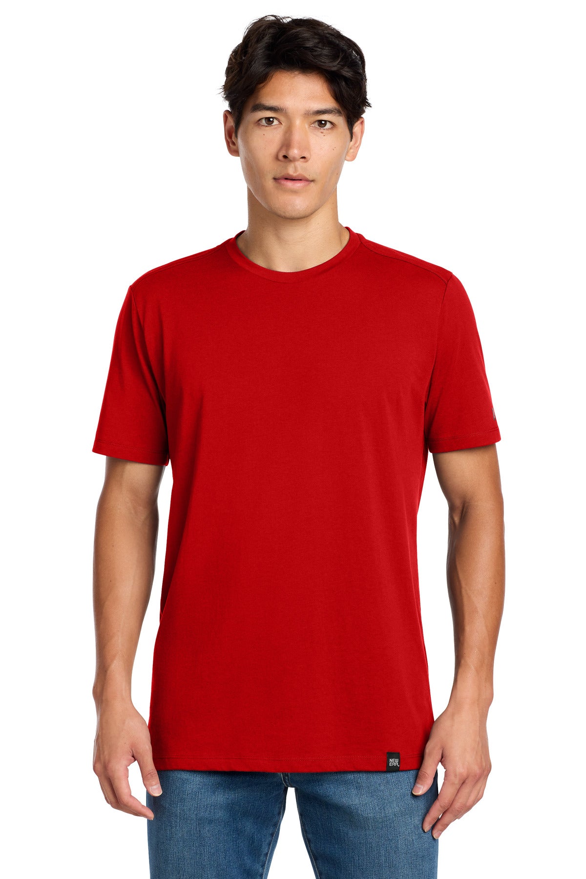 Custom logo New Era ® Heritage Blend Crew Tee. NEA100 in Scarlet