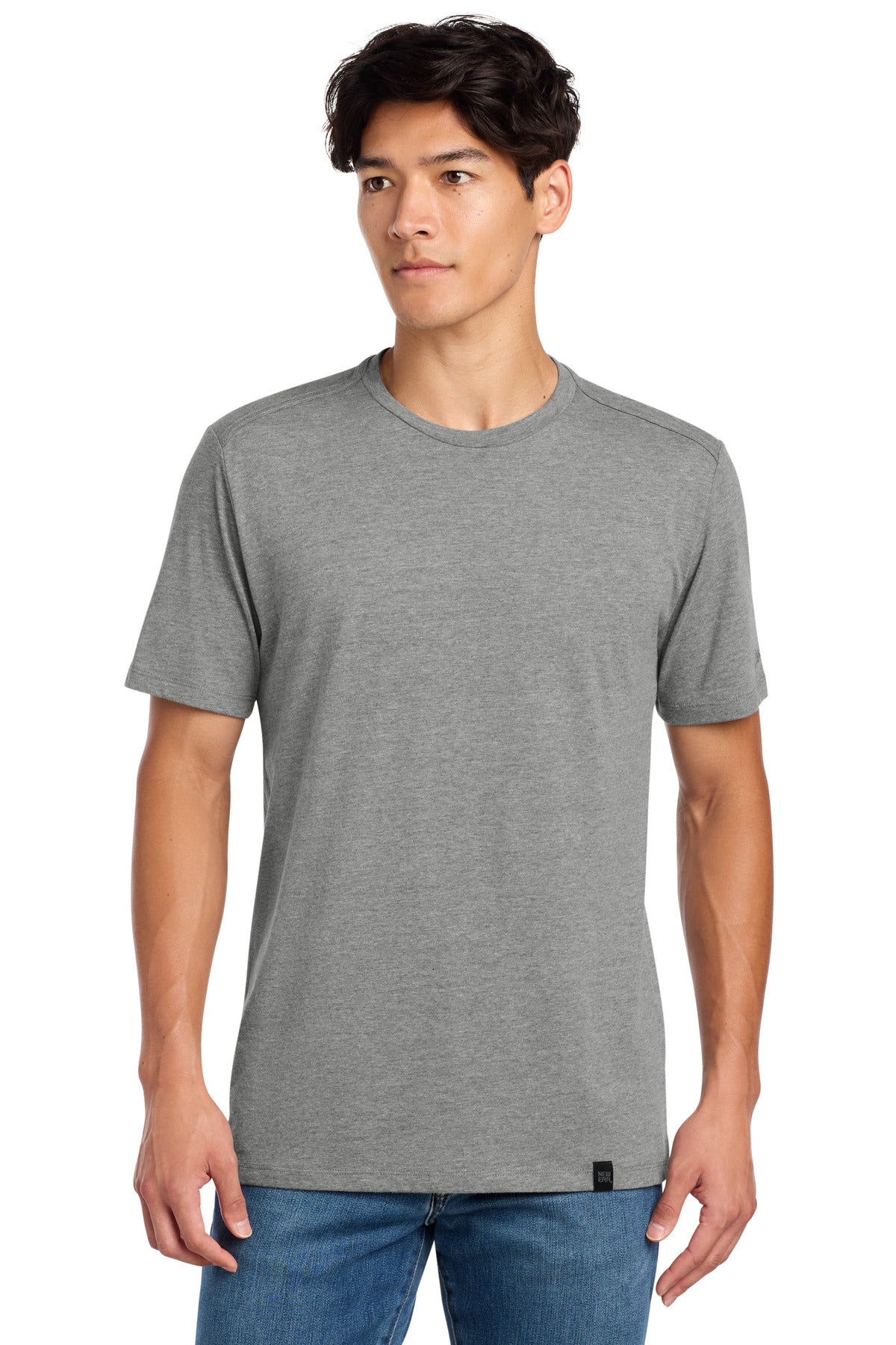 Custom logo New Era ® Heritage Blend Crew Tee. NEA100 in Shadow Grey Heather
