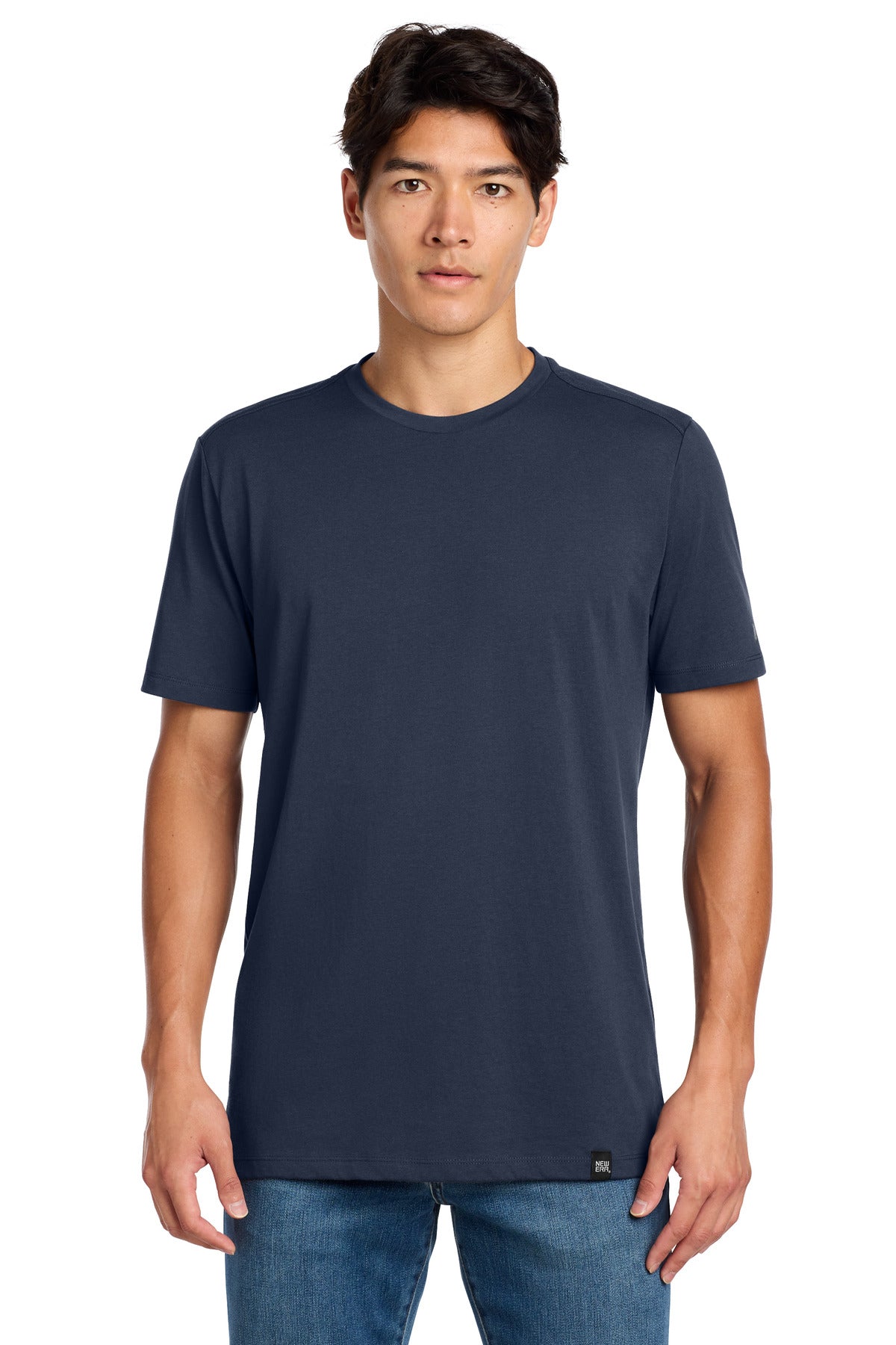 Custom logo New Era ® Heritage Blend Crew Tee. NEA100 in True Navy