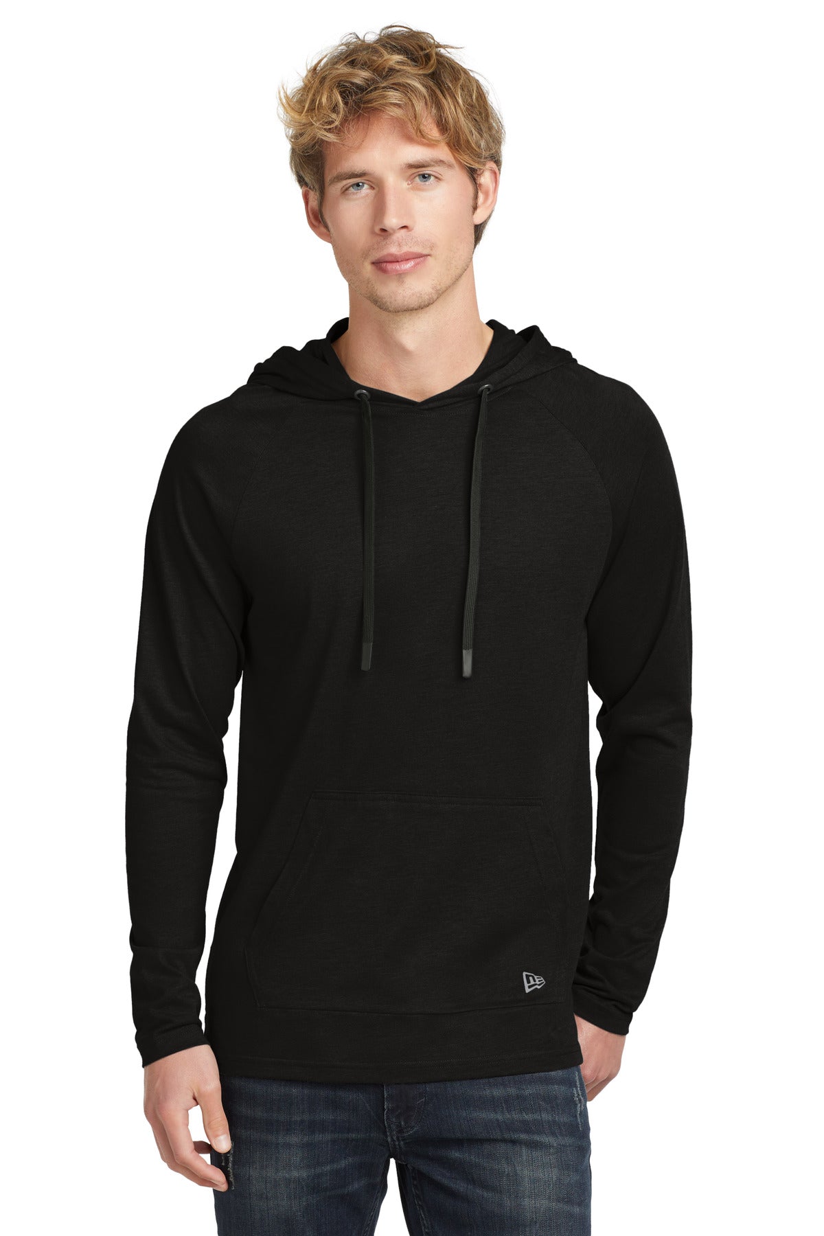 Custom logo New Era®  Tri-Blend Hoodie. NEA137 in Black Solid