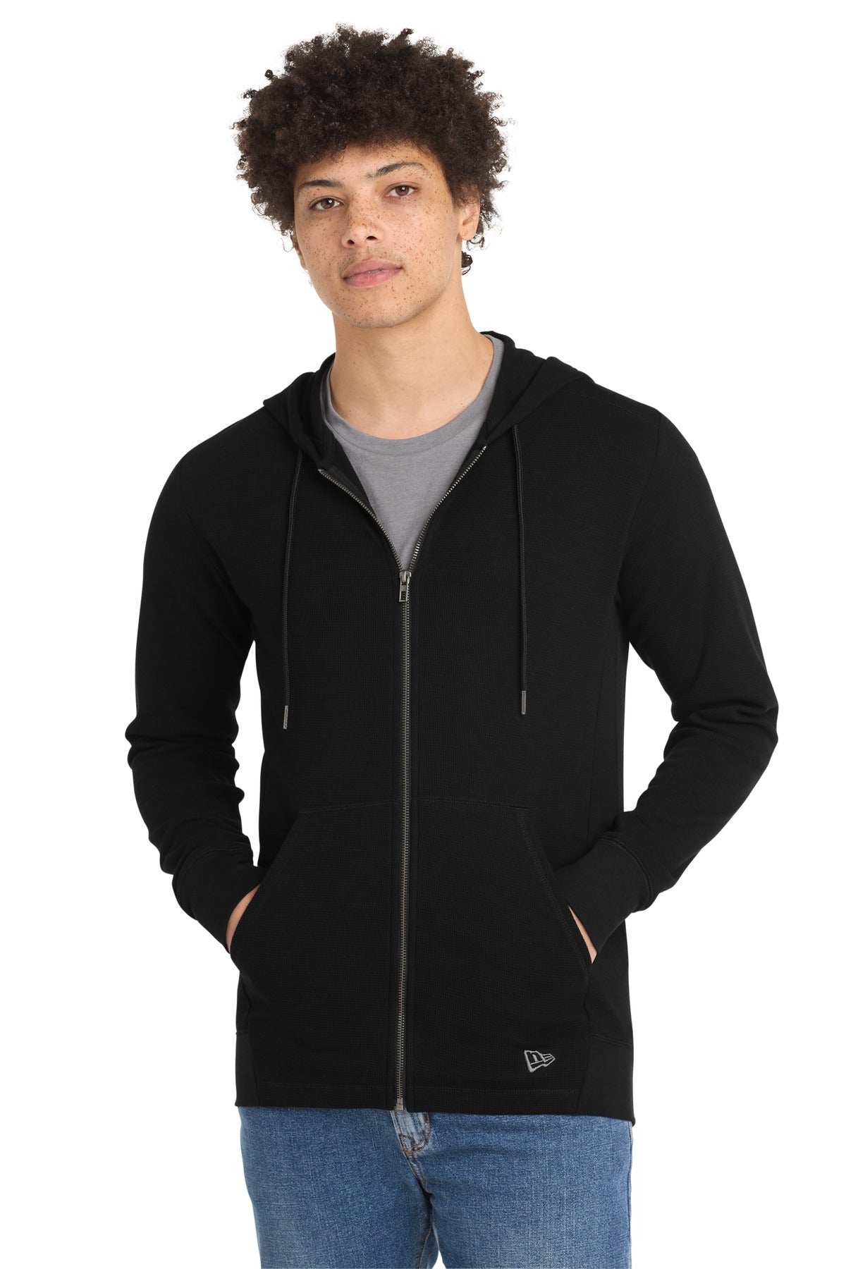 Custom logo New Era® Thermal Full-Zip Hoodie NEA141 in Black