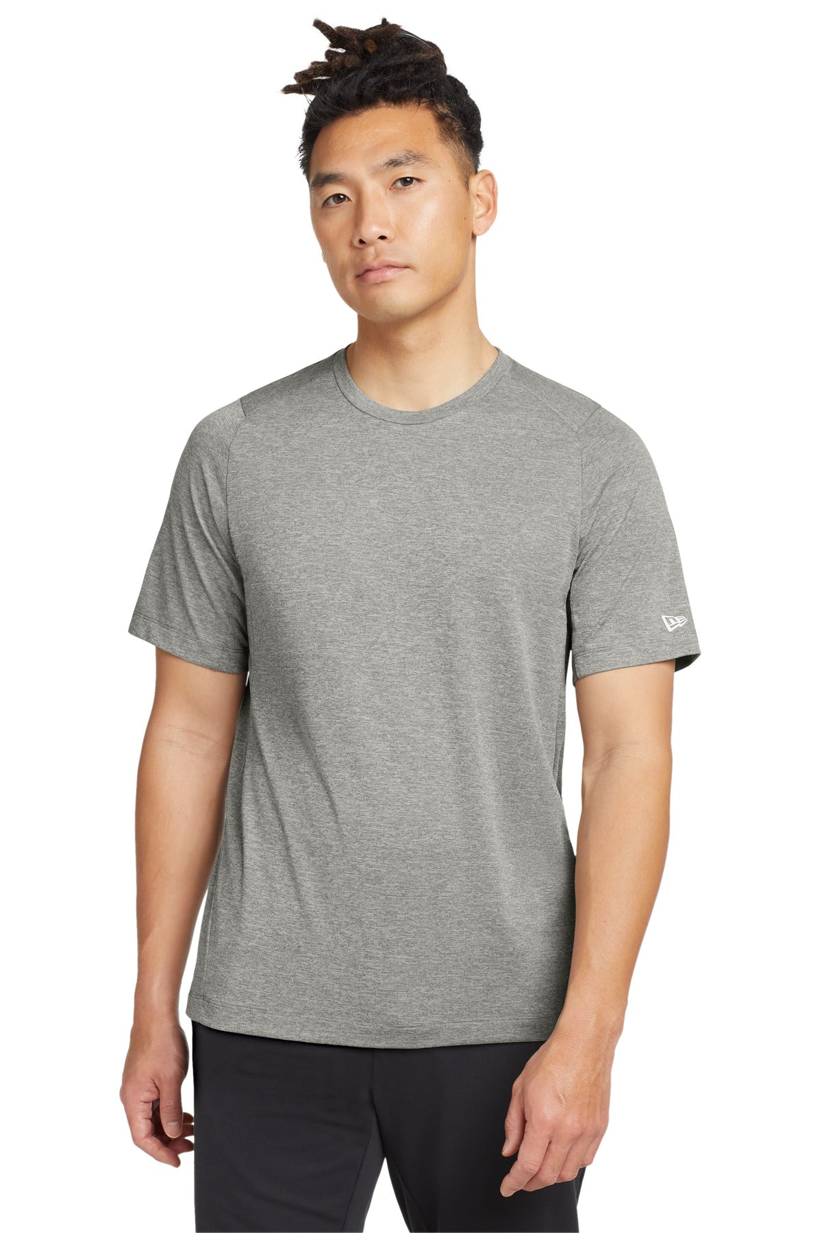 Custom logo New Era ® Series Performance Crew Tee. NEA200 in Rainstorm Grey