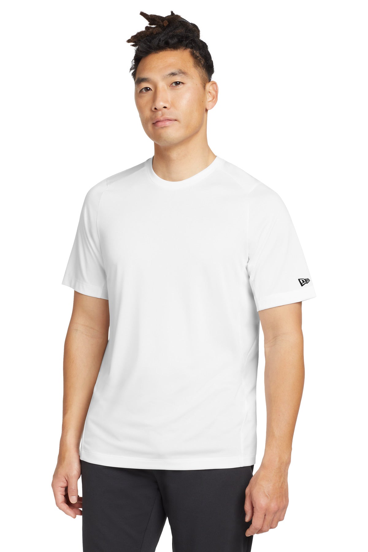 Custom logo New Era ® Series Performance Crew Tee. NEA200 in White Solid