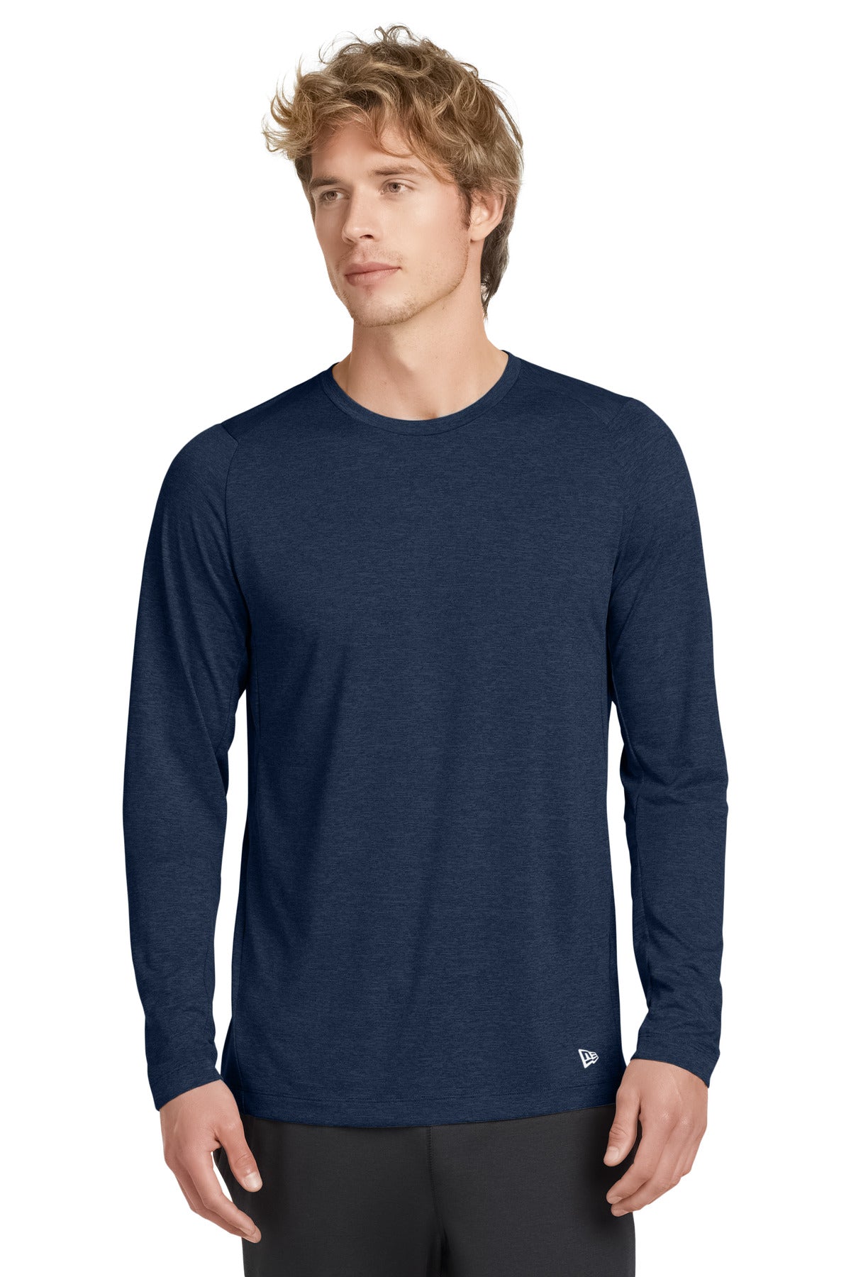 Custom logo New Era ® Series Performance Long Sleeve Crew Tee. NEA201 in True Navy