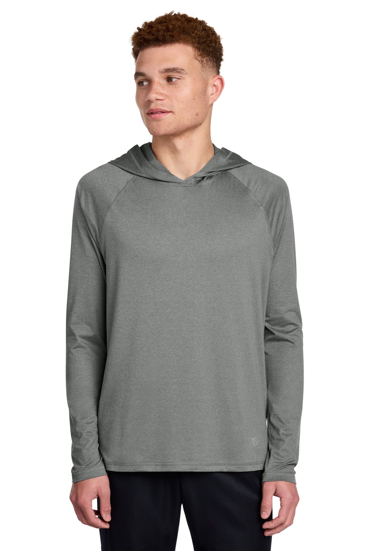 Custom logo New Era® Power Long Sleeve Hoodie NEA229 in Shadow Grey Heather