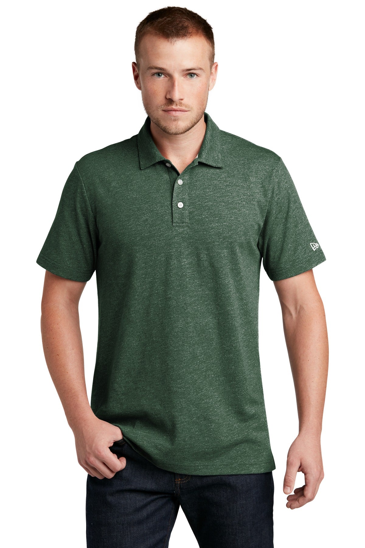Custom logo New Era ® Slub Twist Polo NEA301 in Dark Green Twist