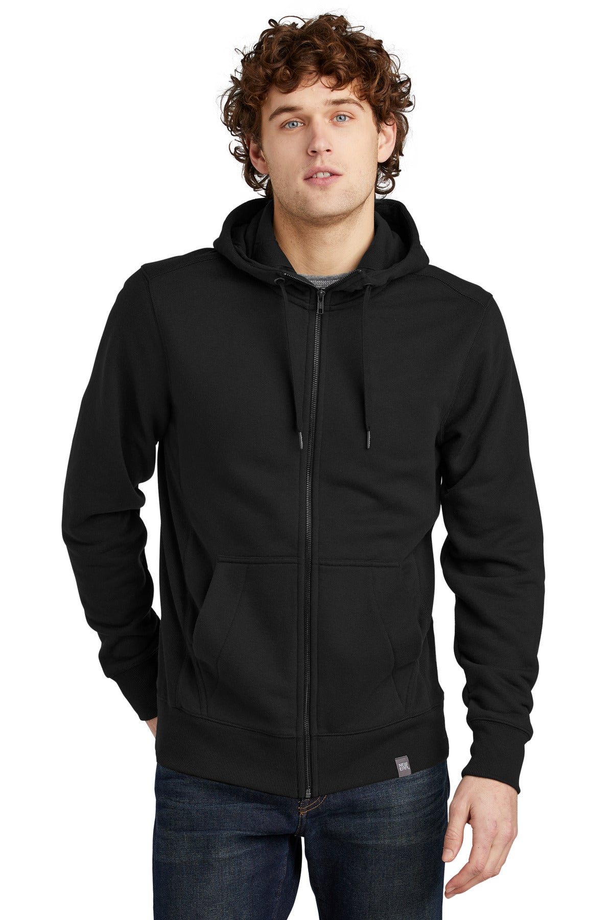 Custom logo New Era ® French Terry Full-Zip Hoodie. NEA502 in Black