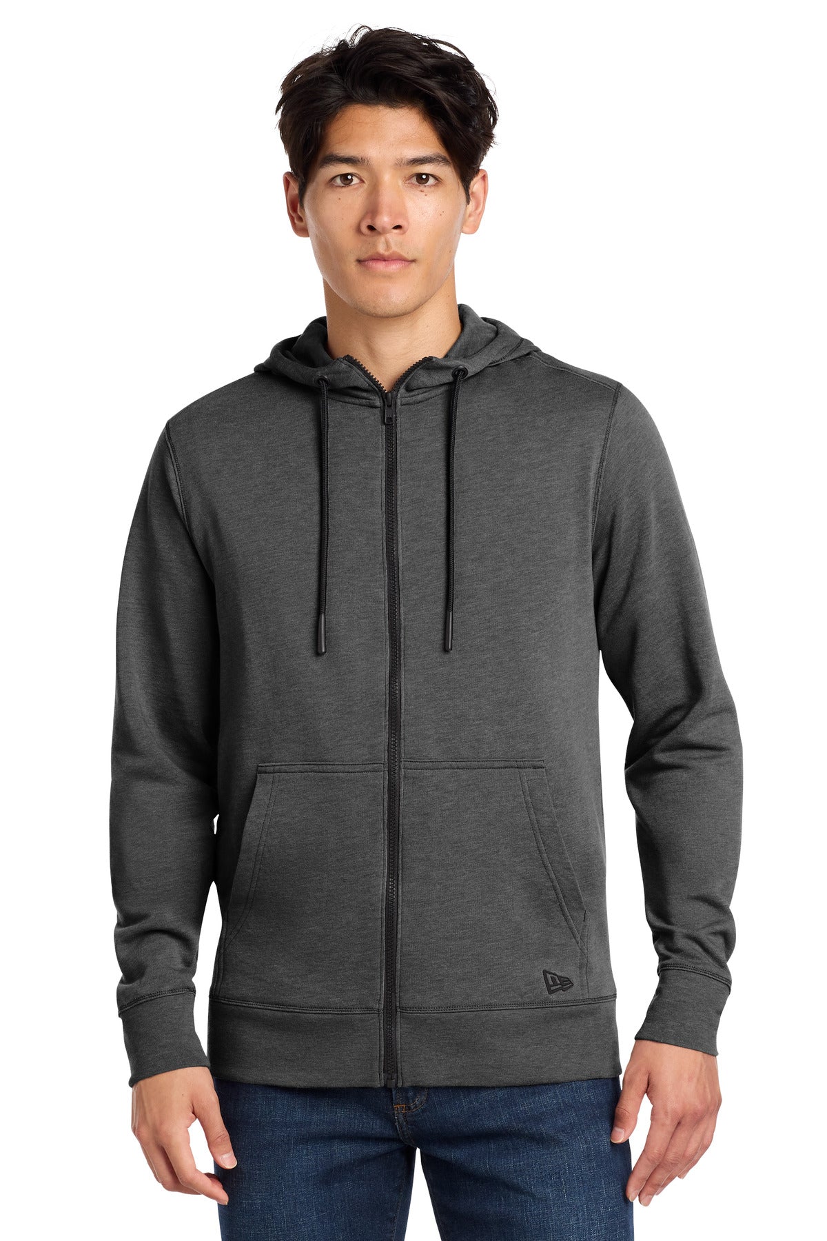 Custom logo New Era ® Tri-Blend Fleece Full-Zip Hoodie NEA511 in Black Heather