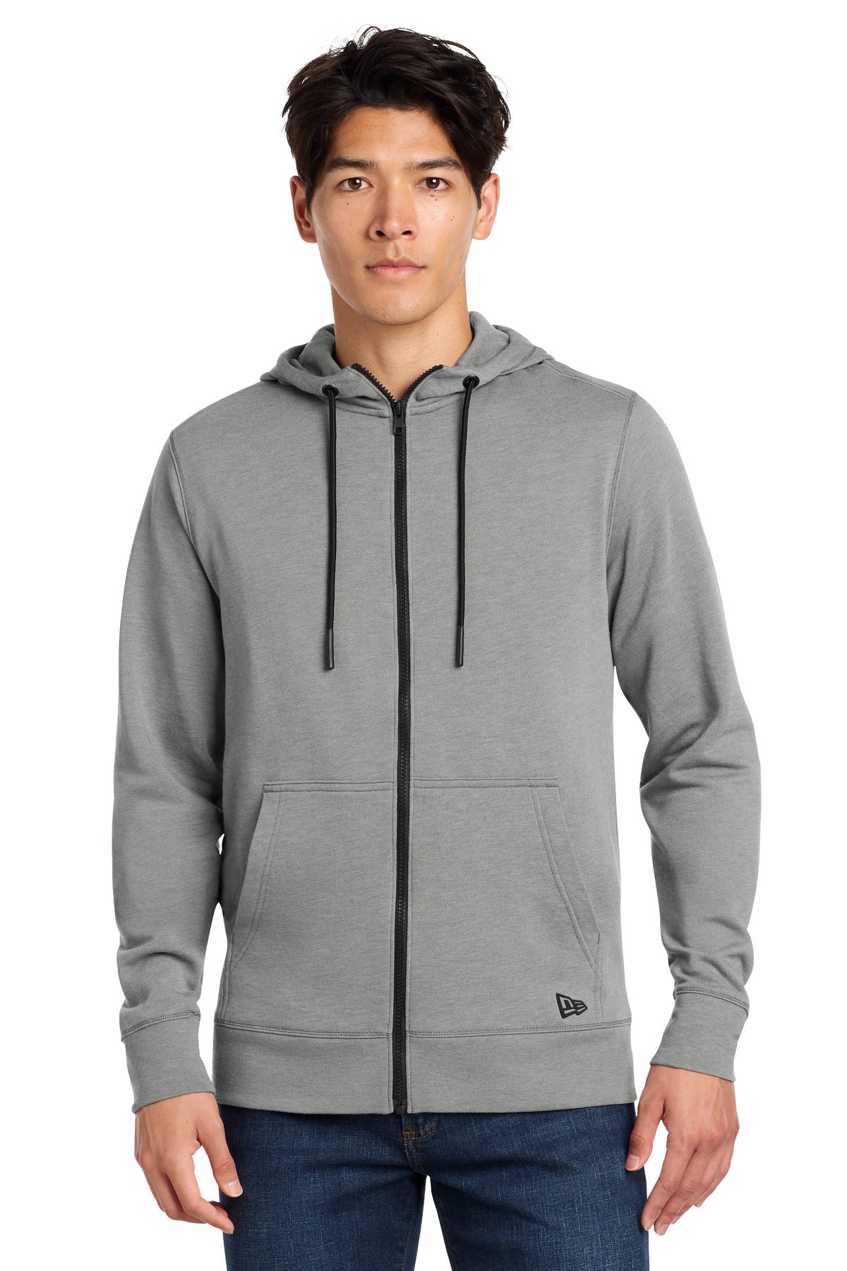 Custom logo New Era ® Tri-Blend Fleece Full-Zip Hoodie NEA511 in Shadow Grey Heather