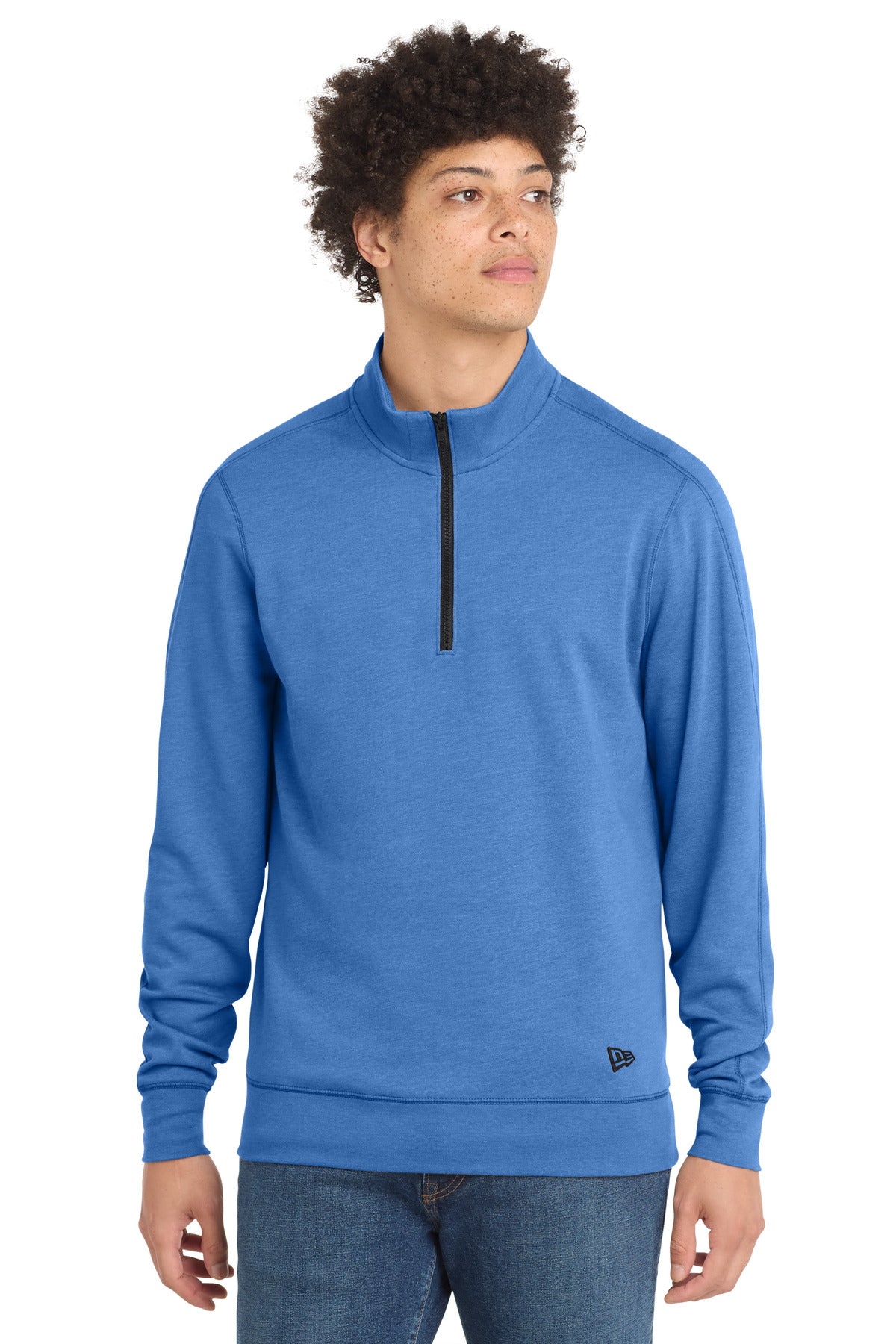 Custom logo New Era ® Tri-Blend Fleece 1/4-Zip Pullover. NEA512 in Royal Heather
