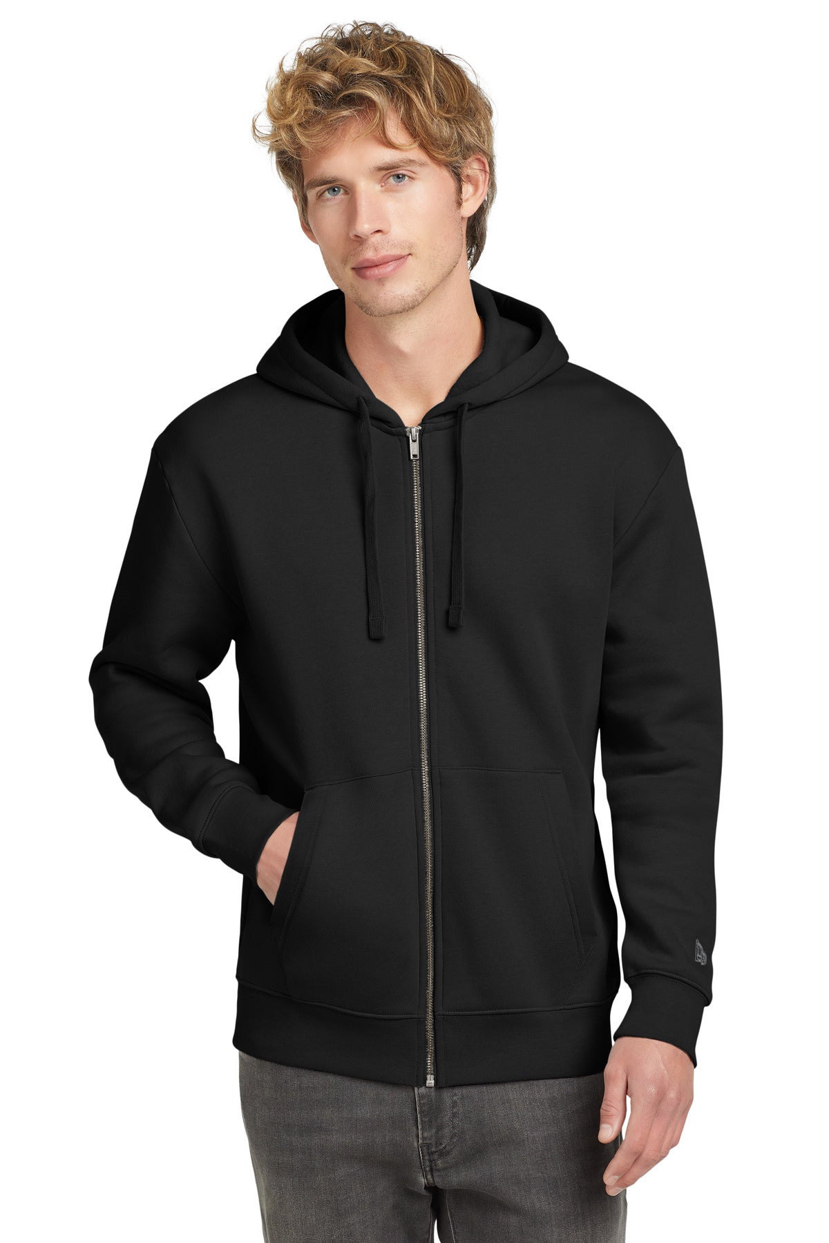 Custom logo New Era® Heritage Fleece Full-Zip Hoodie NEA526 in Black