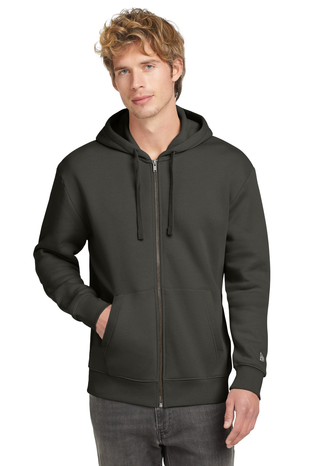 Custom logo New Era® Heritage Fleece Full-Zip Hoodie NEA526 in Graphite