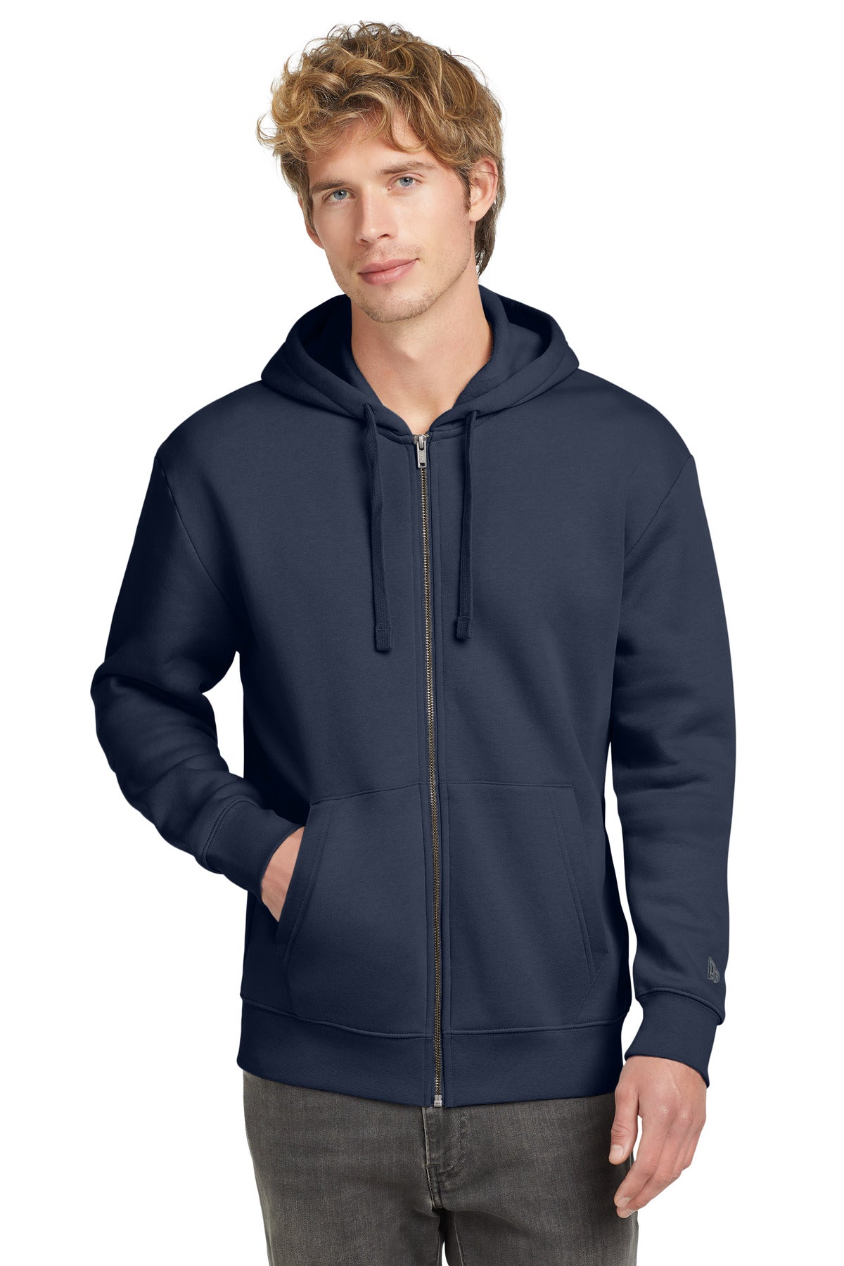 Custom logo New Era® Heritage Fleece Full-Zip Hoodie NEA526 in True Navy