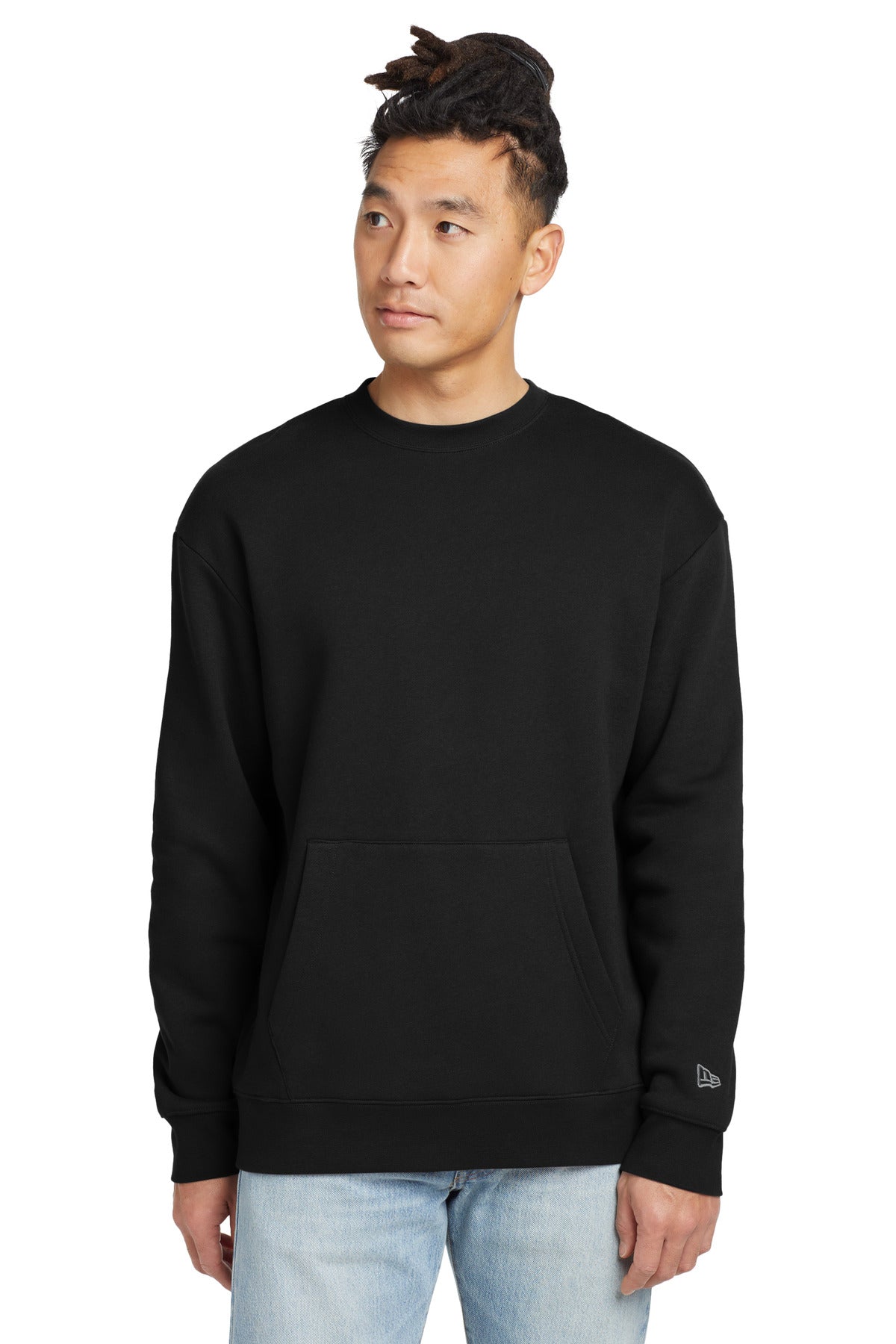 Custom logo New Era® Heritage Fleece Pocket Crew NEA527 in Black