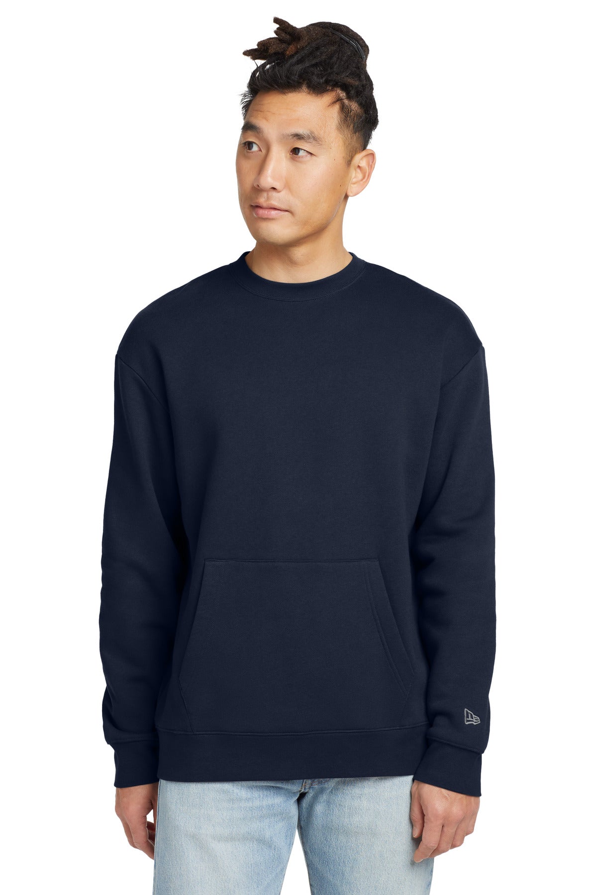 Custom logo New Era® Heritage Fleece Pocket Crew NEA527 in True Navy