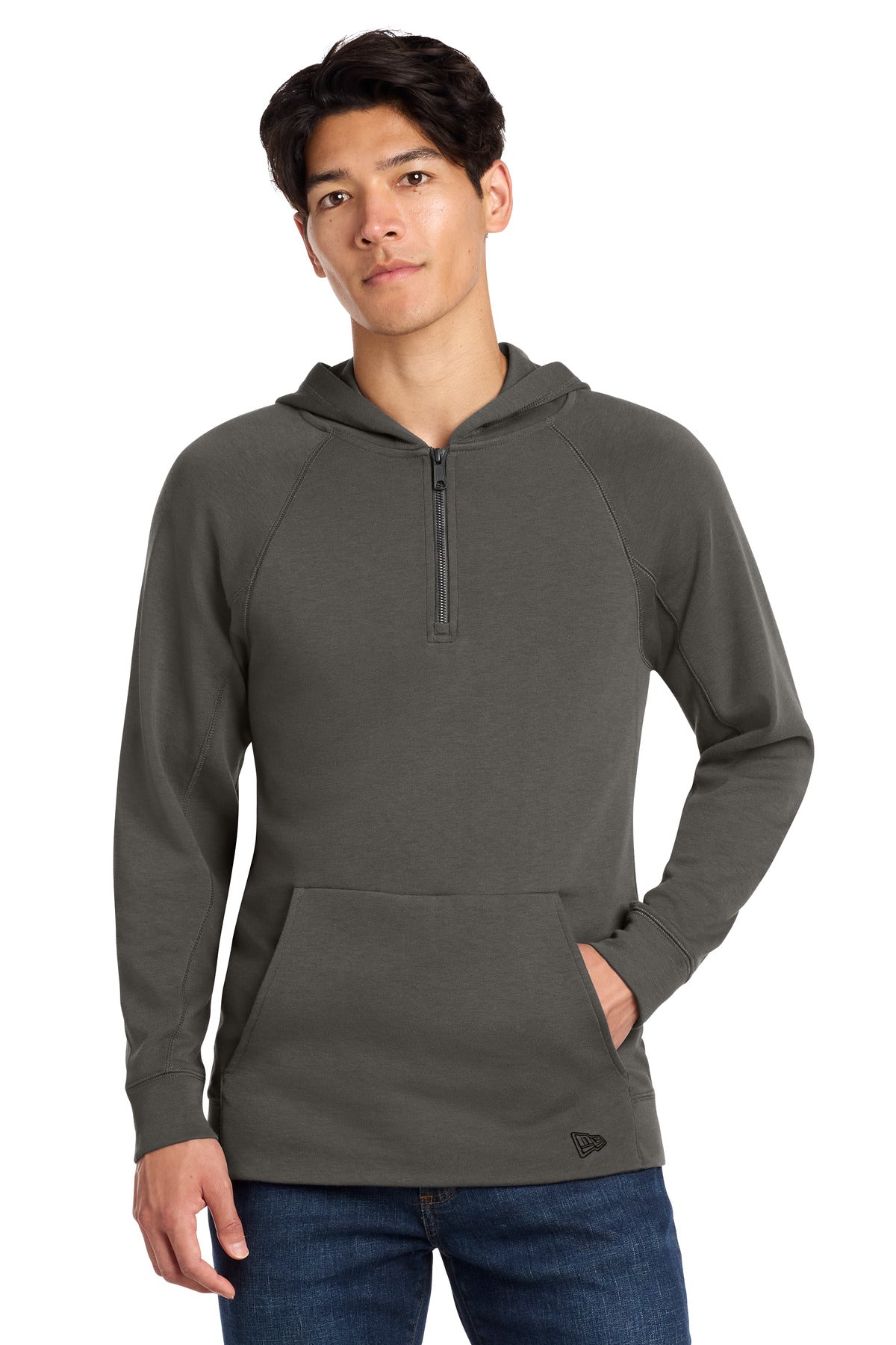 Custom logo New Era® STS 1/4-Zip Hoodie NEA541 in Graphite