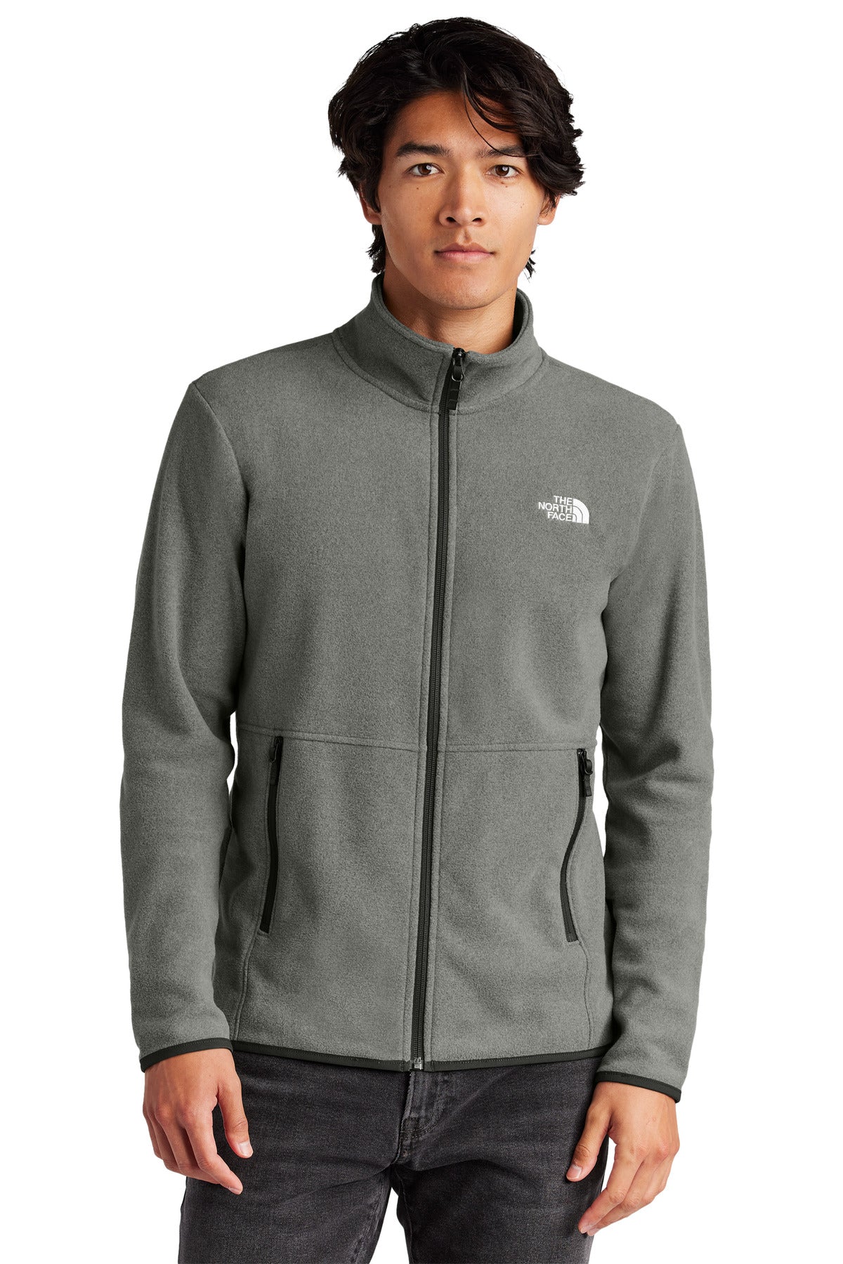 Custom logo The North Face® Glacier Full-Zip Fleece Jacket NF0A7V4J in TNF Medium Grey Heather
