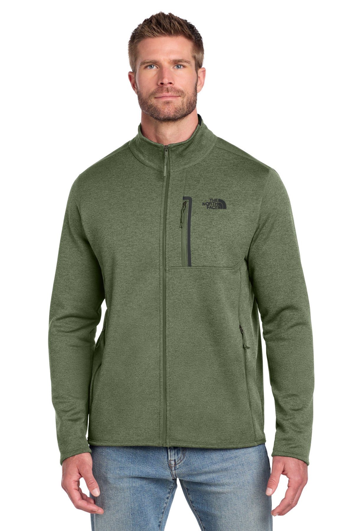 Custom logo The North Face® Skyline Full-Zip Fleece Jacket NF0A7V64 in Four Leaf Clover Heather
