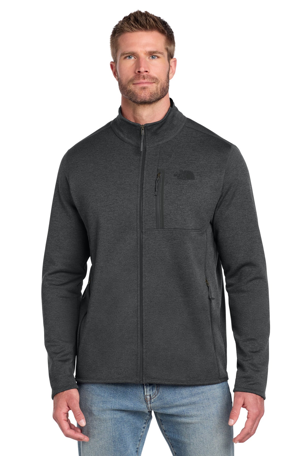 Custom logo The North Face® Skyline Full-Zip Fleece Jacket NF0A7V64 in TNF Dark Grey Heather