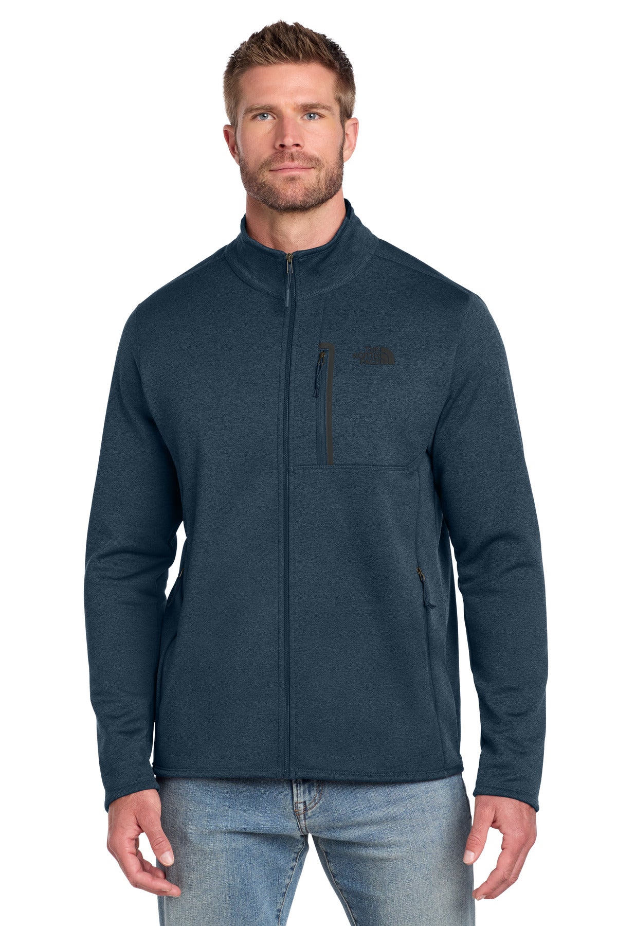 Custom logo The North Face® Skyline Full-Zip Fleece Jacket NF0A7V64 in Urban Navy Heather