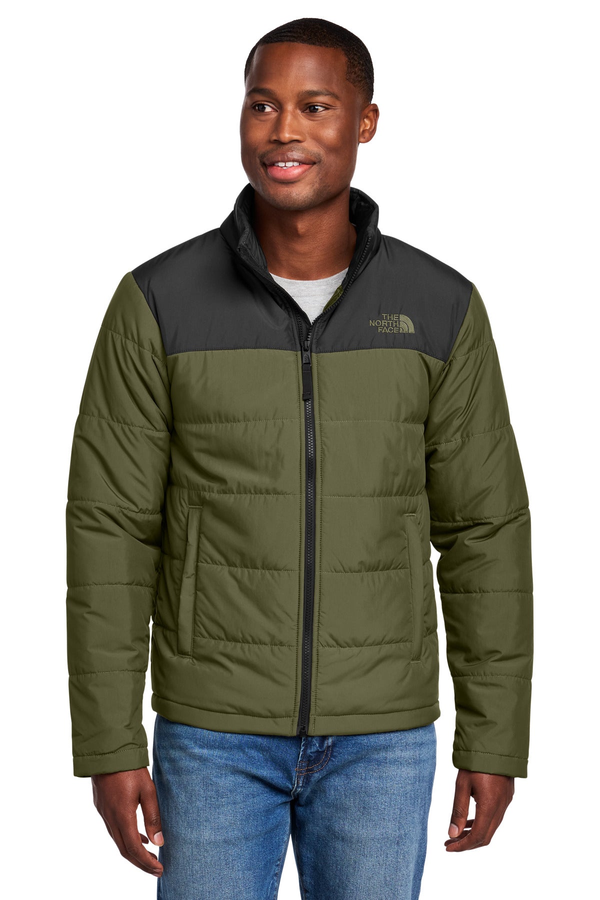 Custom logo The North Face® Chest Logo Everyday Insulated Jacket NF0A7V6J in Burnt Olive Green