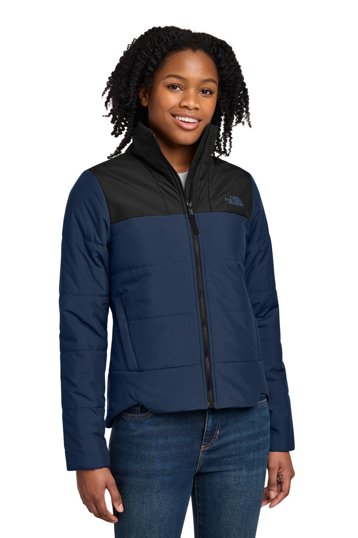 Custom logo The North Face® Women's Chest Logo Everyday Insulated Jacket NF0A7V6K in Shady Blue