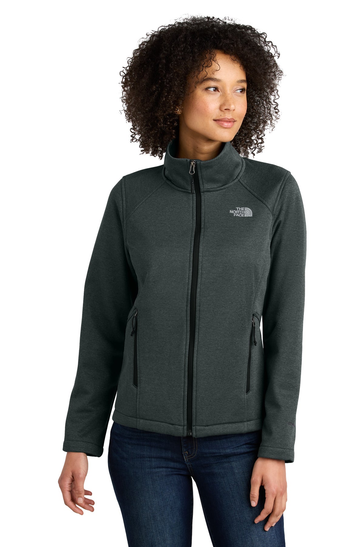 Custom logo The North Face® Women's Chest Logo Ridgewall Soft Shell Jacket NF0A88D4 in TNF Dark Grey Heather