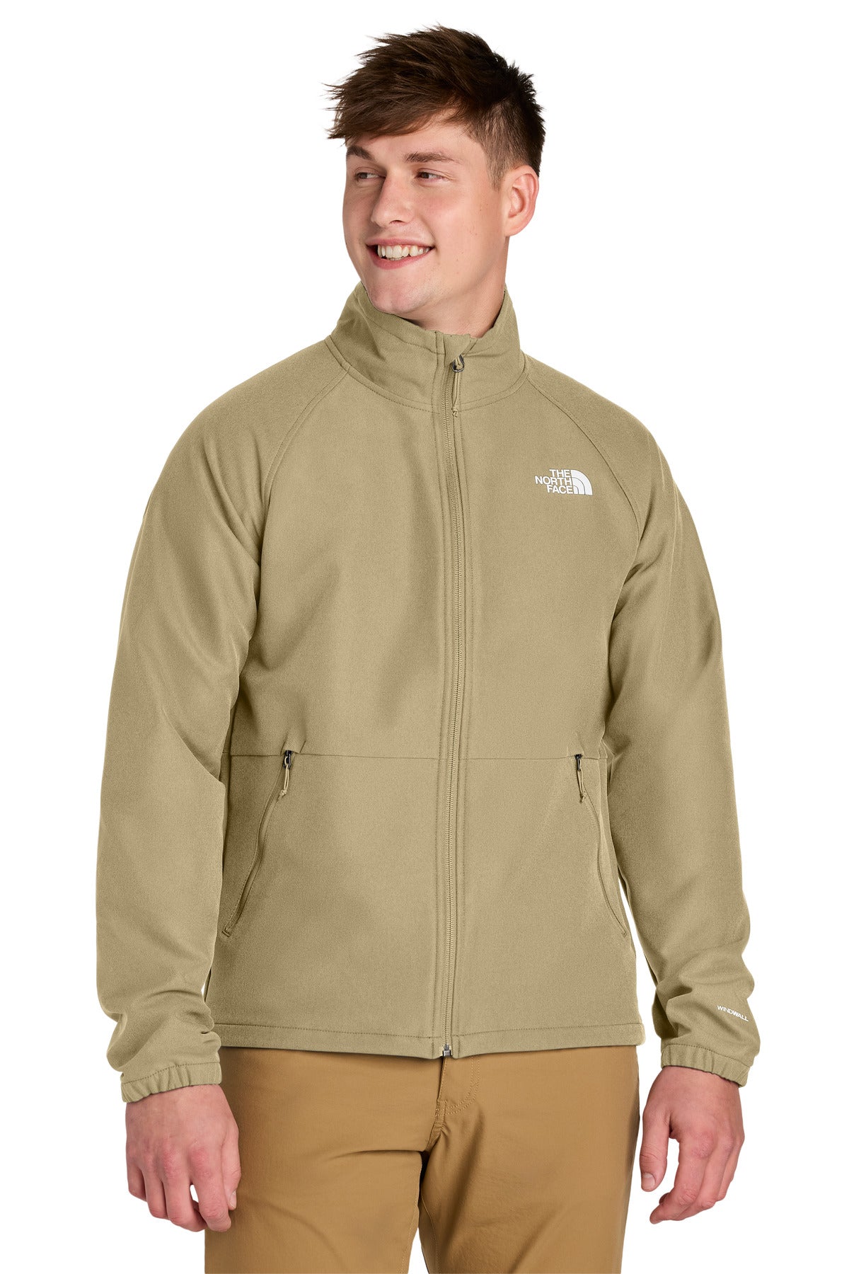 Custom logo The North Face® Barr Lake Soft Shell Jacket NF0A8BUD in Khaki Stone Dark Heather