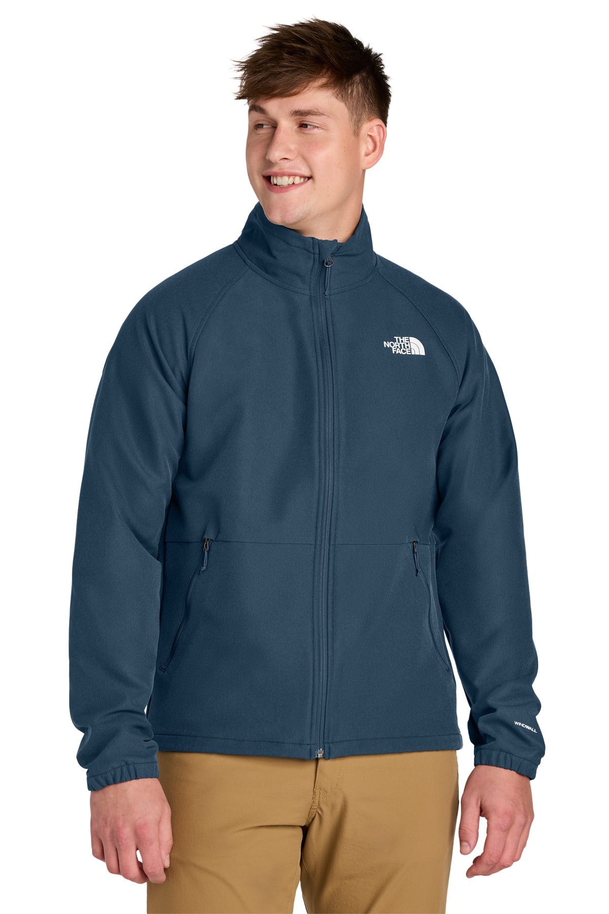 Custom logo The North Face® Barr Lake Soft Shell Jacket NF0A8BUD in Shady Blue Dark Heather
