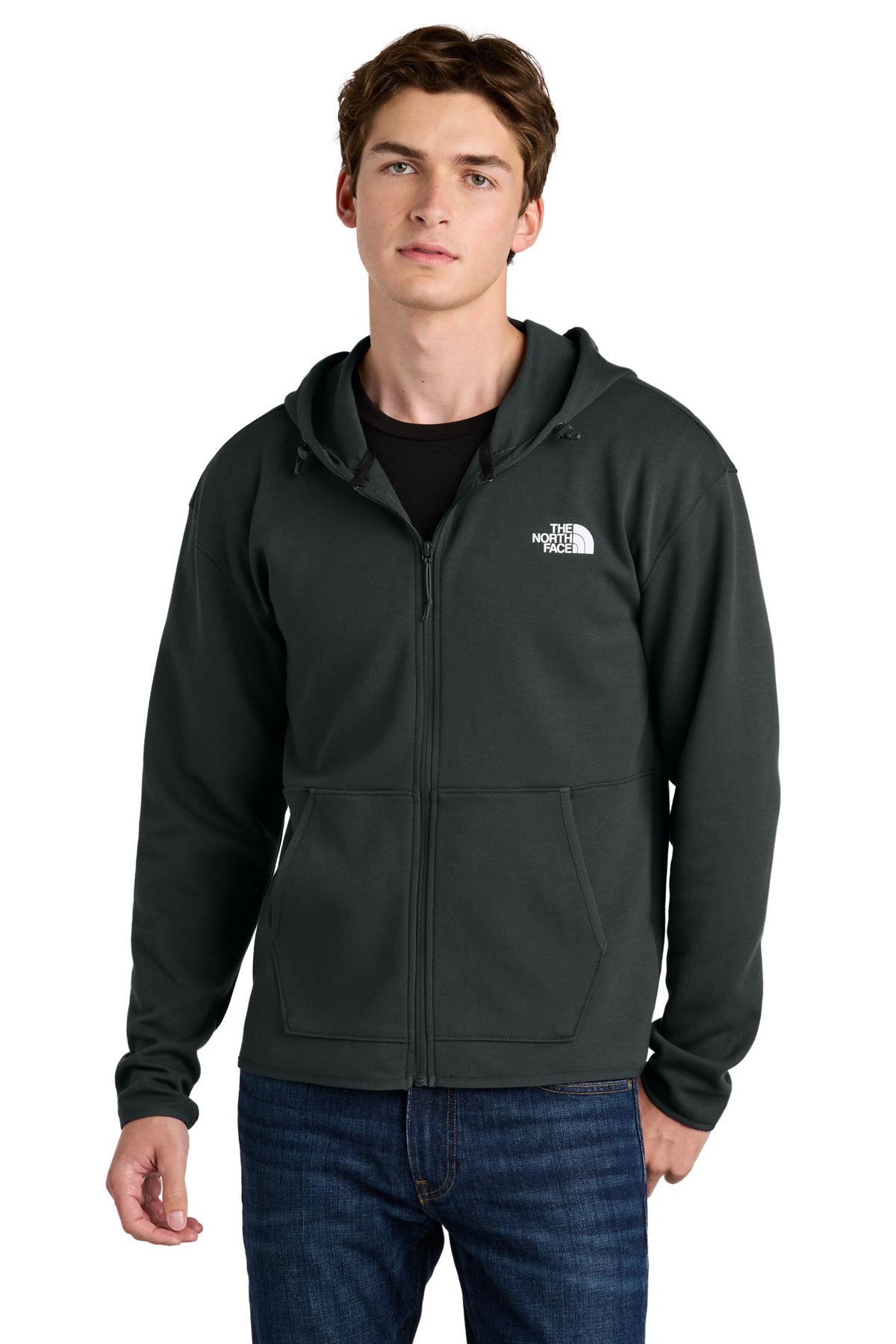 Custom logo The North Face® Double-Knit Full-Zip Hoodie NF0A8BUS in Asphalt Grey