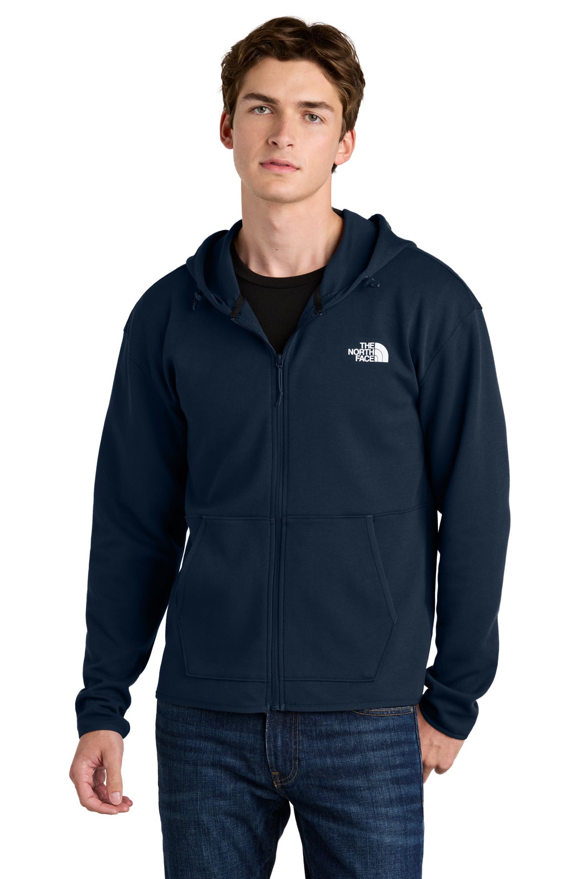Custom logo The North Face® Double-Knit Full-Zip Hoodie NF0A8BUS in Summit Navy