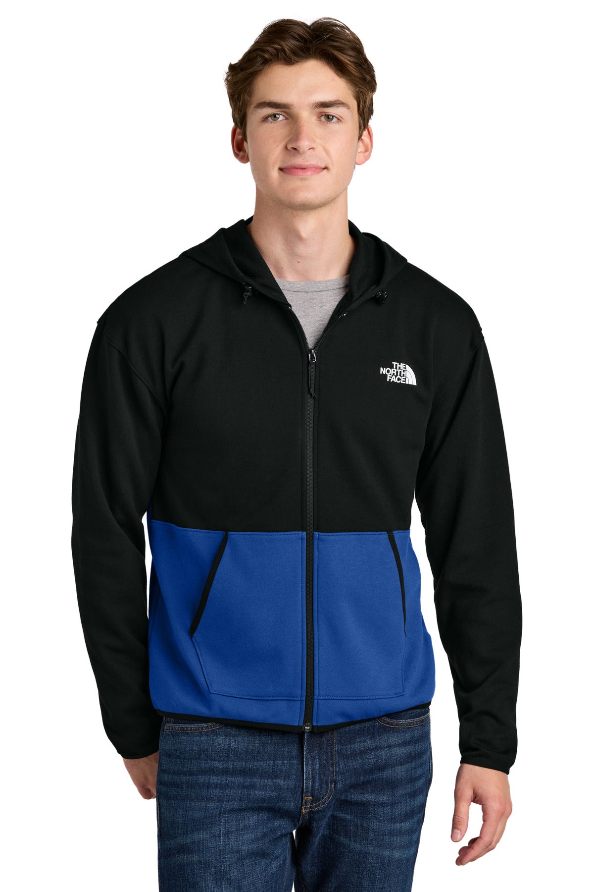 Custom logo The North Face® Double-Knit Full-Zip Hoodie NF0A8BUS in TNF Blue/ TNF Black