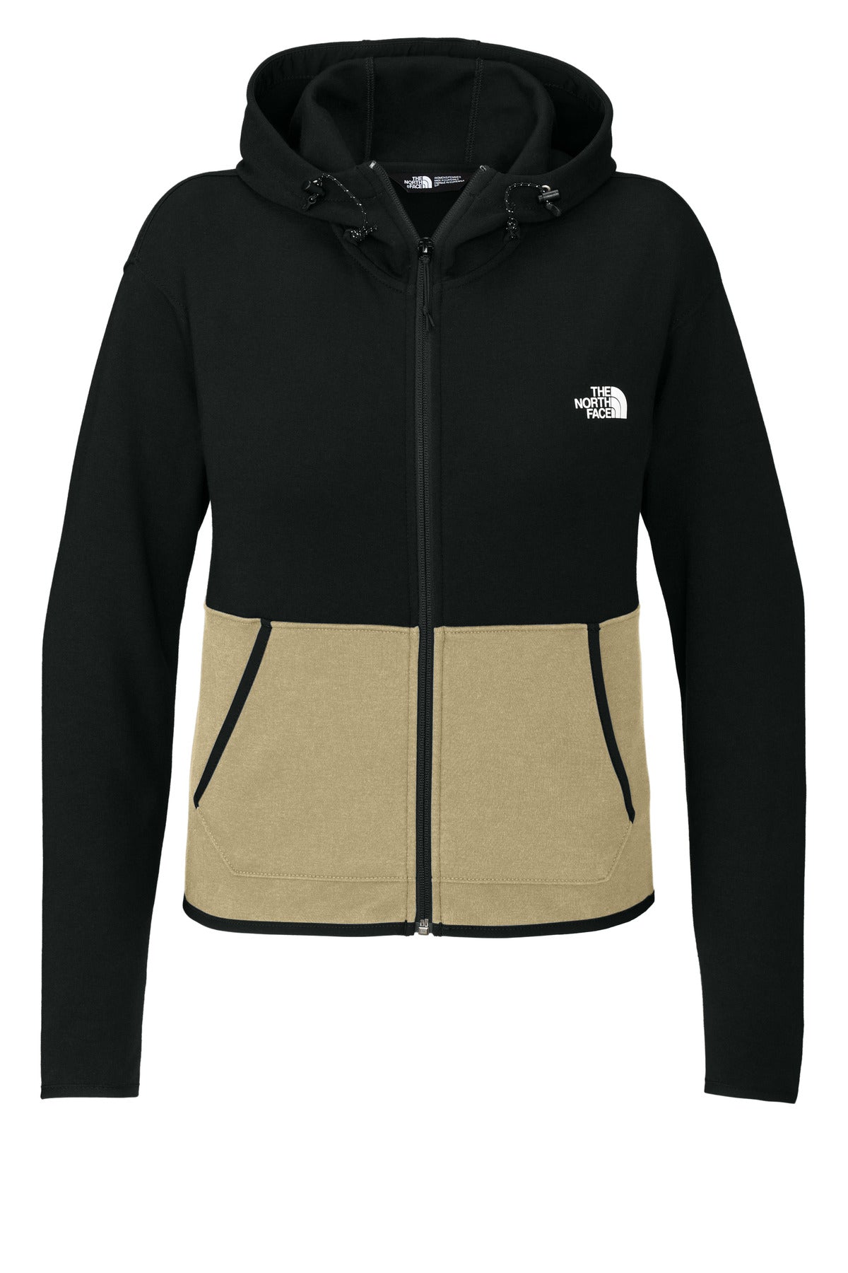 Custom logo The North Face® Women's Double-Knit Full-Zip Hoodie NF0A8BUT in Khaki Stone/ TNF Black