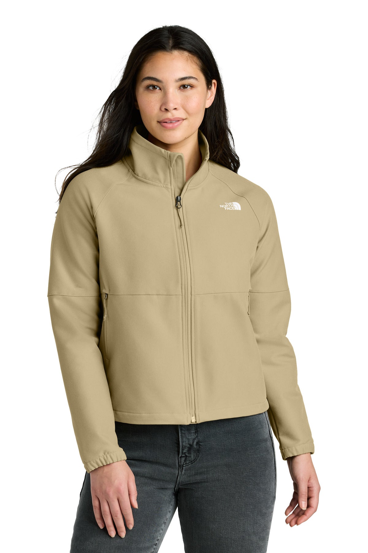 Custom logo The North Face® Women's Barr Lake Soft Shell Jacket NF0A8C5C in Khaki Stone Dark Heather