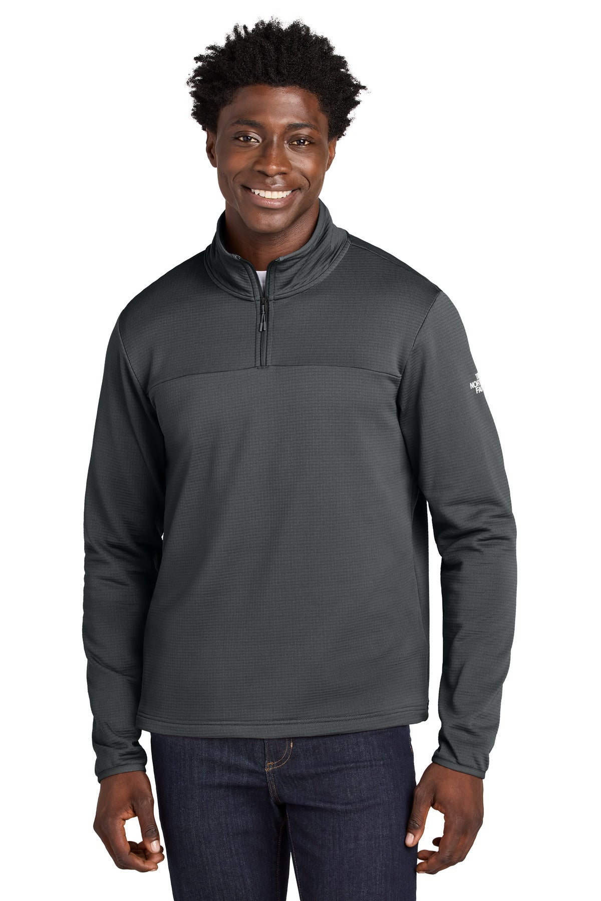 Custom logo The North Face® Aim 1/4-Zip Fleece NF0A8ENJ in Asphalt Grey