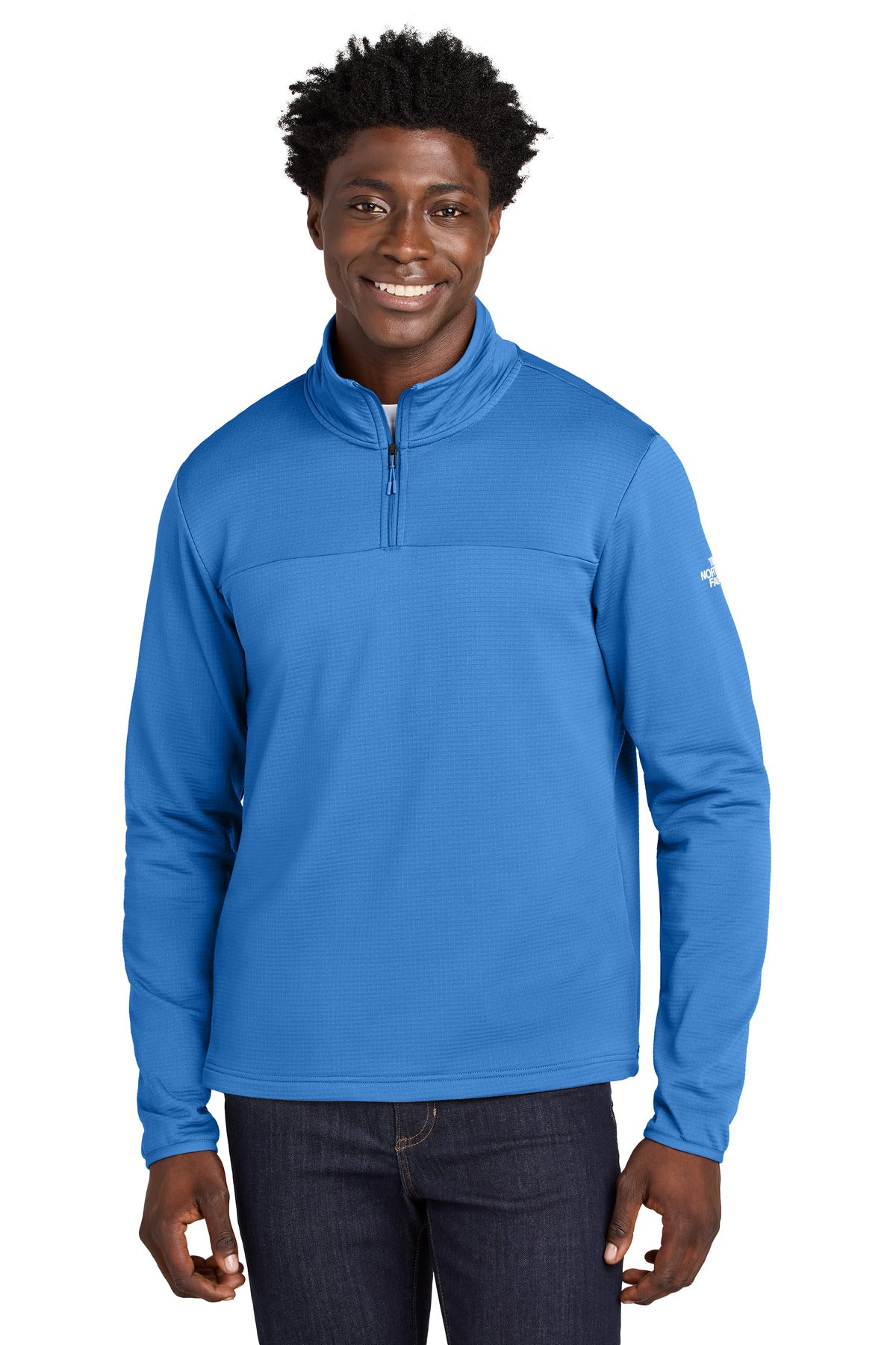 Custom logo The North Face® Aim 1/4-Zip Fleece NF0A8ENJ in Marina Blue