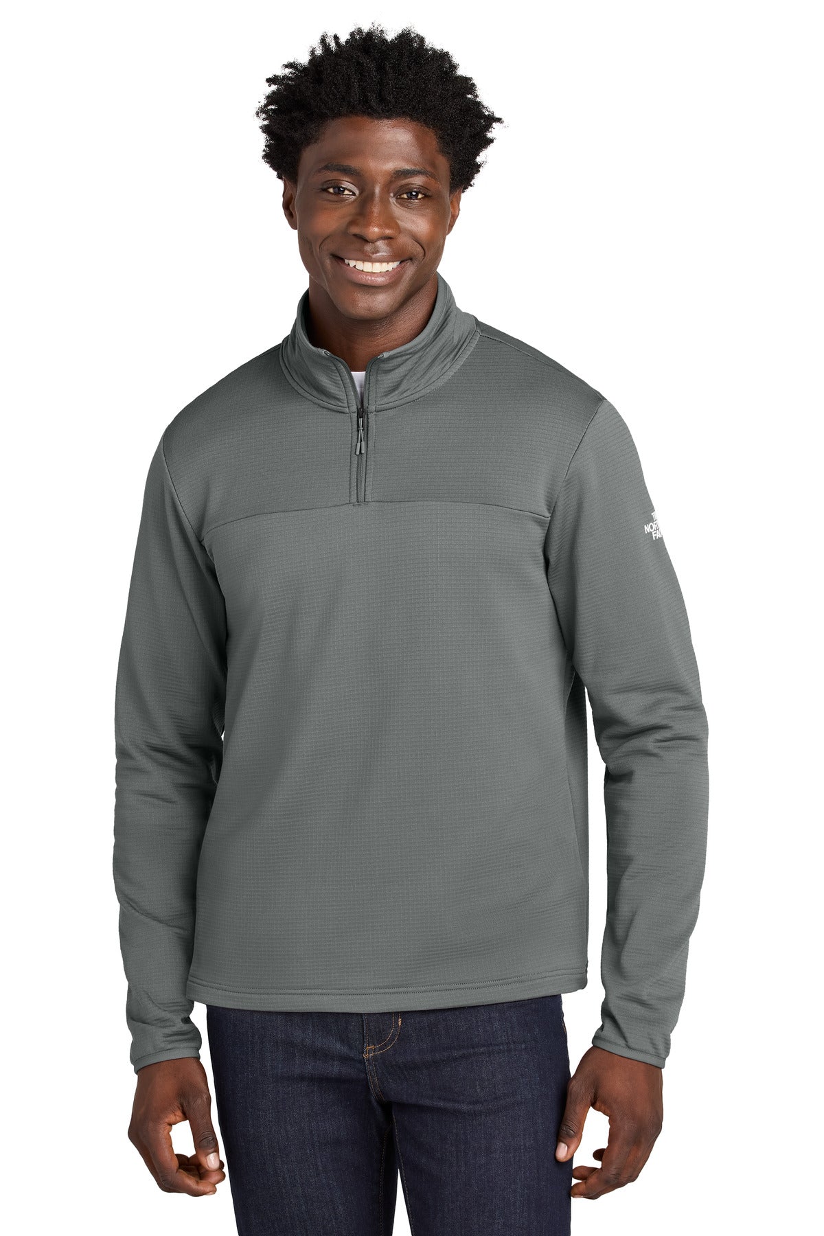 Custom logo The North Face® Aim 1/4-Zip Fleece NF0A8ENJ in Smoked Pearl Grey