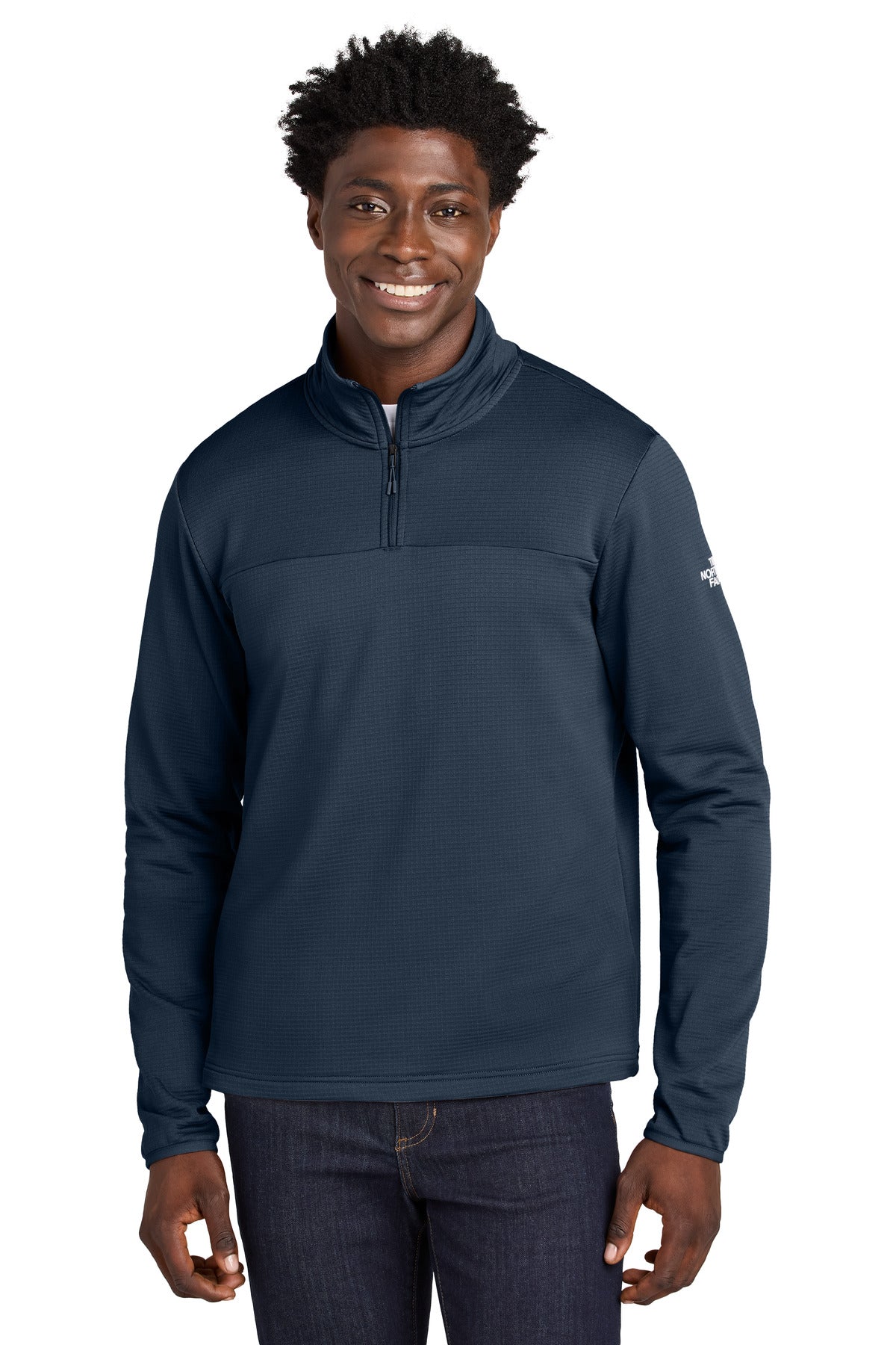 Custom logo The North Face® Aim 1/4-Zip Fleece NF0A8ENJ in Summit Navy