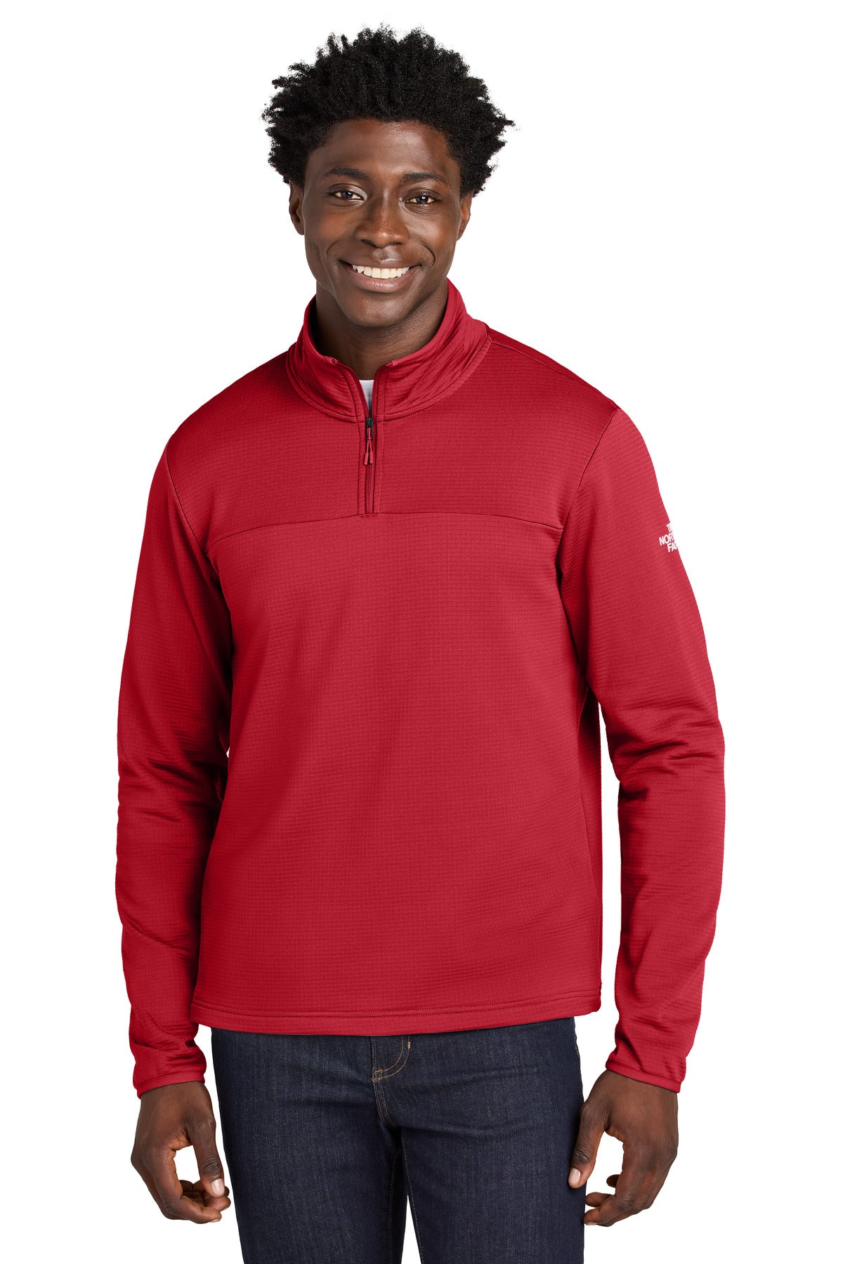 Custom logo The North Face® Aim 1/4-Zip Fleece NF0A8ENJ in TNF Red