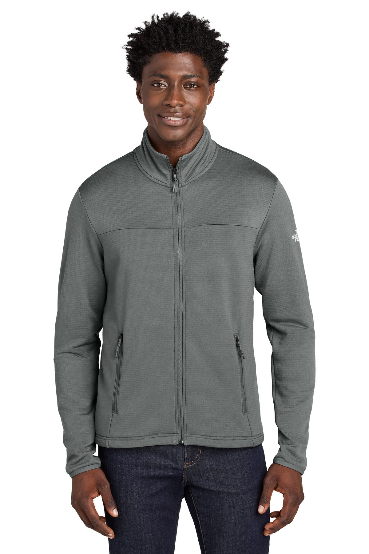 Custom logo The North Face® Aim Full-Zip Fleece Jacket NF0A8ENK in Smoked Pearl Grey